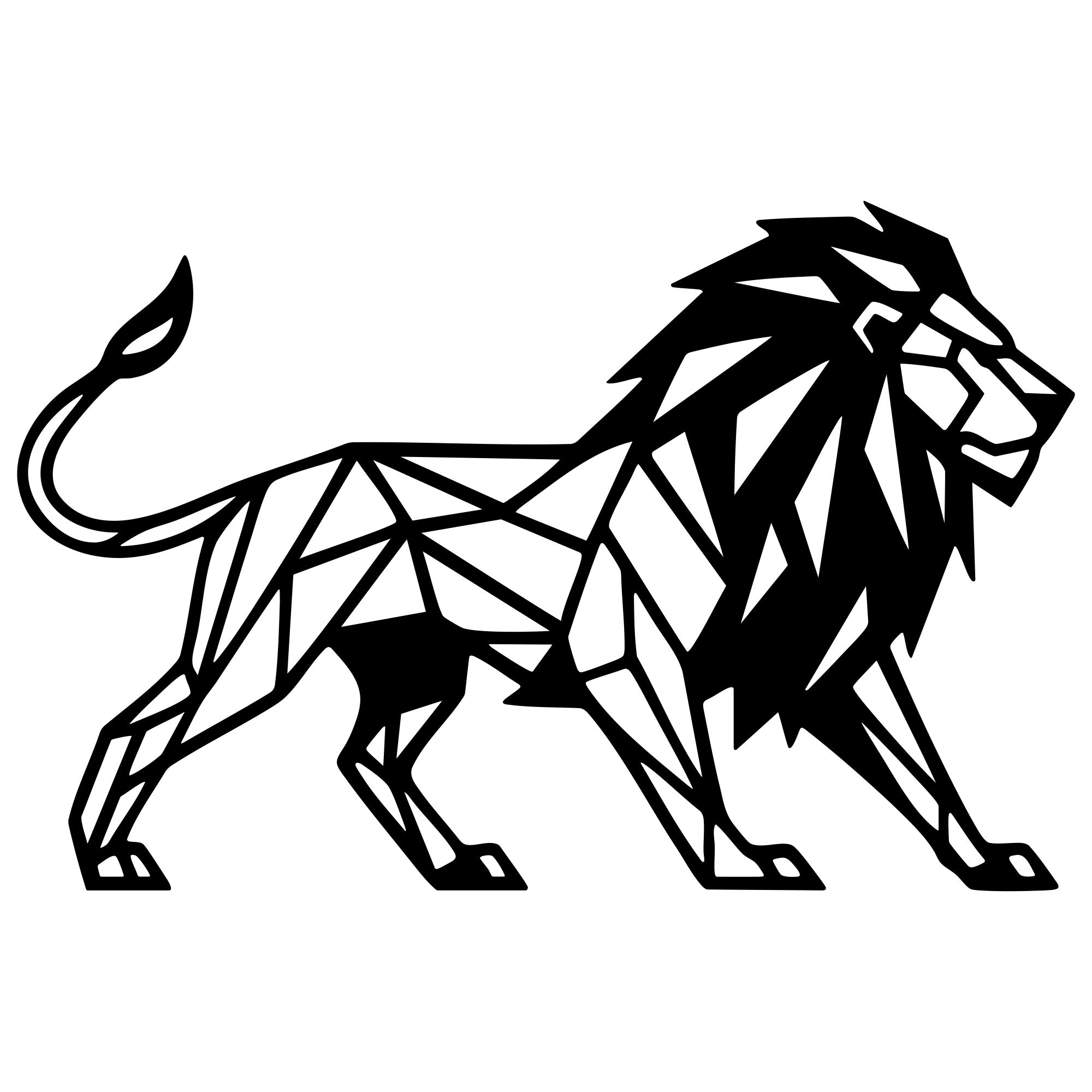 Geometric Lion DXF File – CNC Cutting Design | AWLION1040