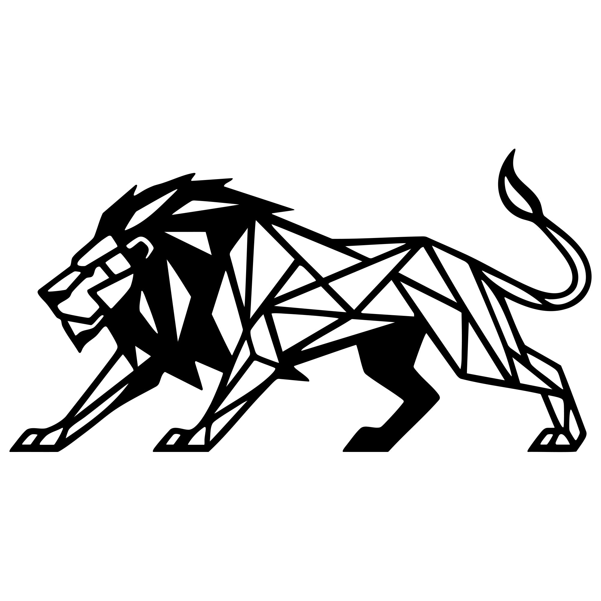 Geometric Lion DXF File – CNC Cutting Design | AWLION1041