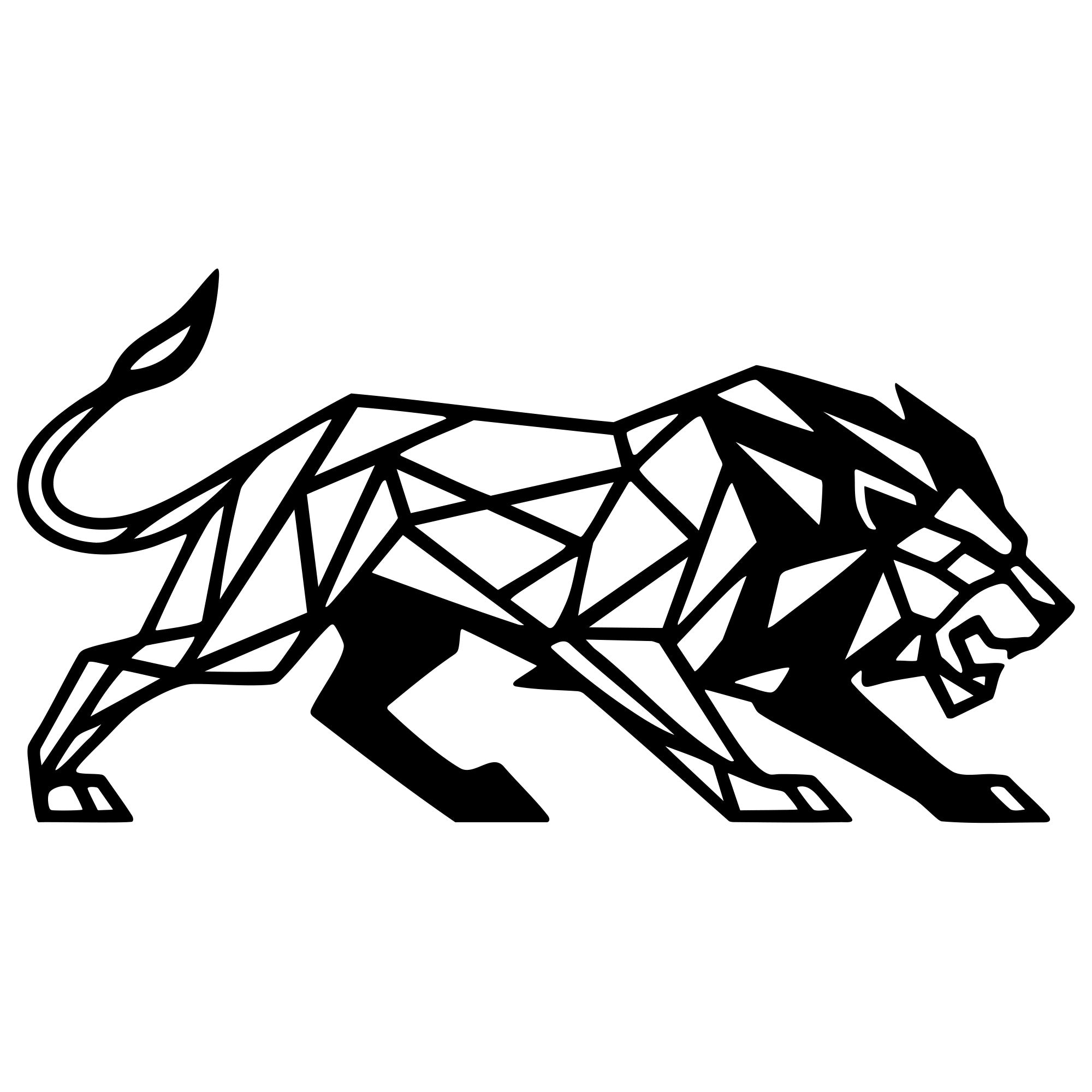 Geometric Lion DXF File – CNC Cutting Design | AWLION1042