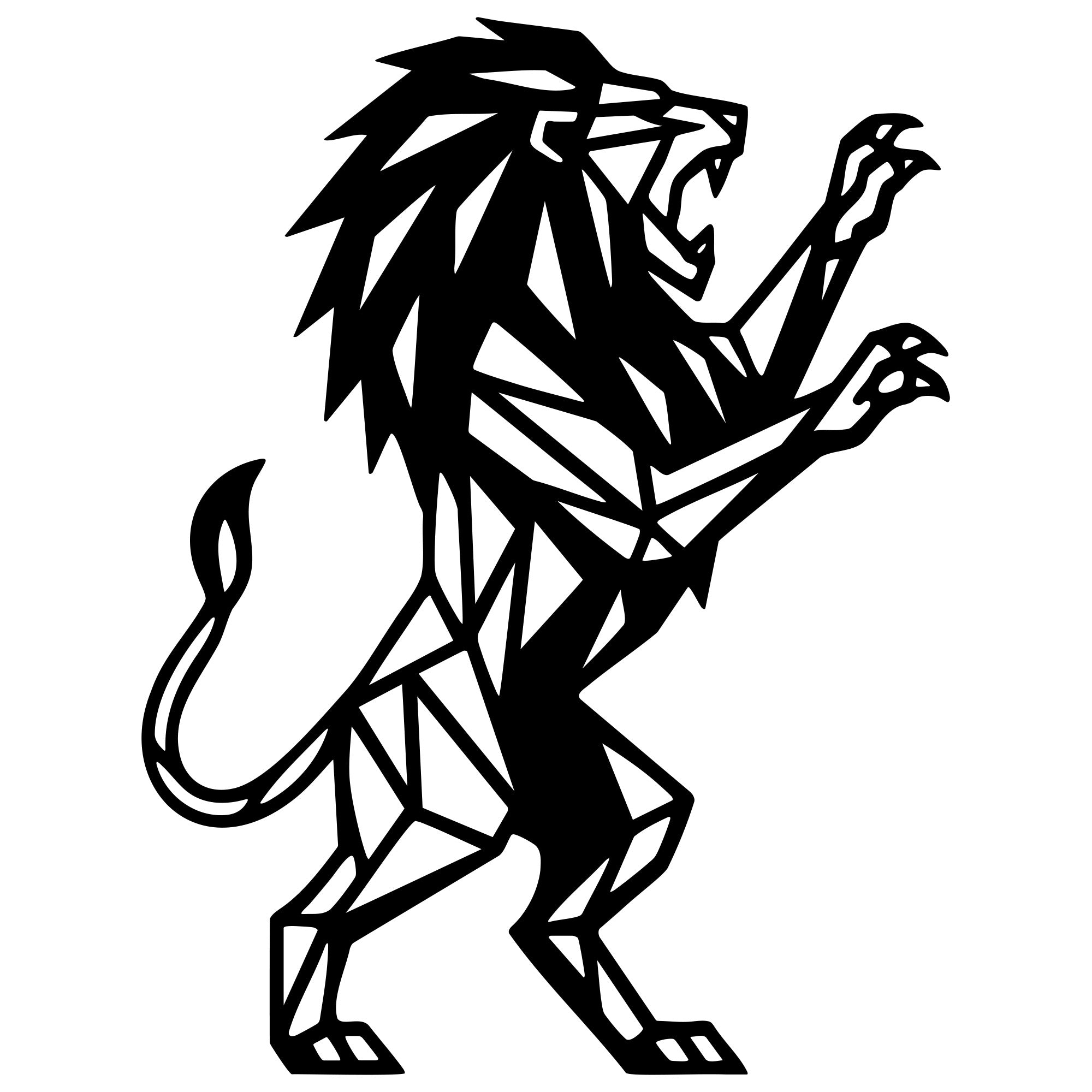 Geometric Lion DXF File – CNC Cutting Design | AWLION1044