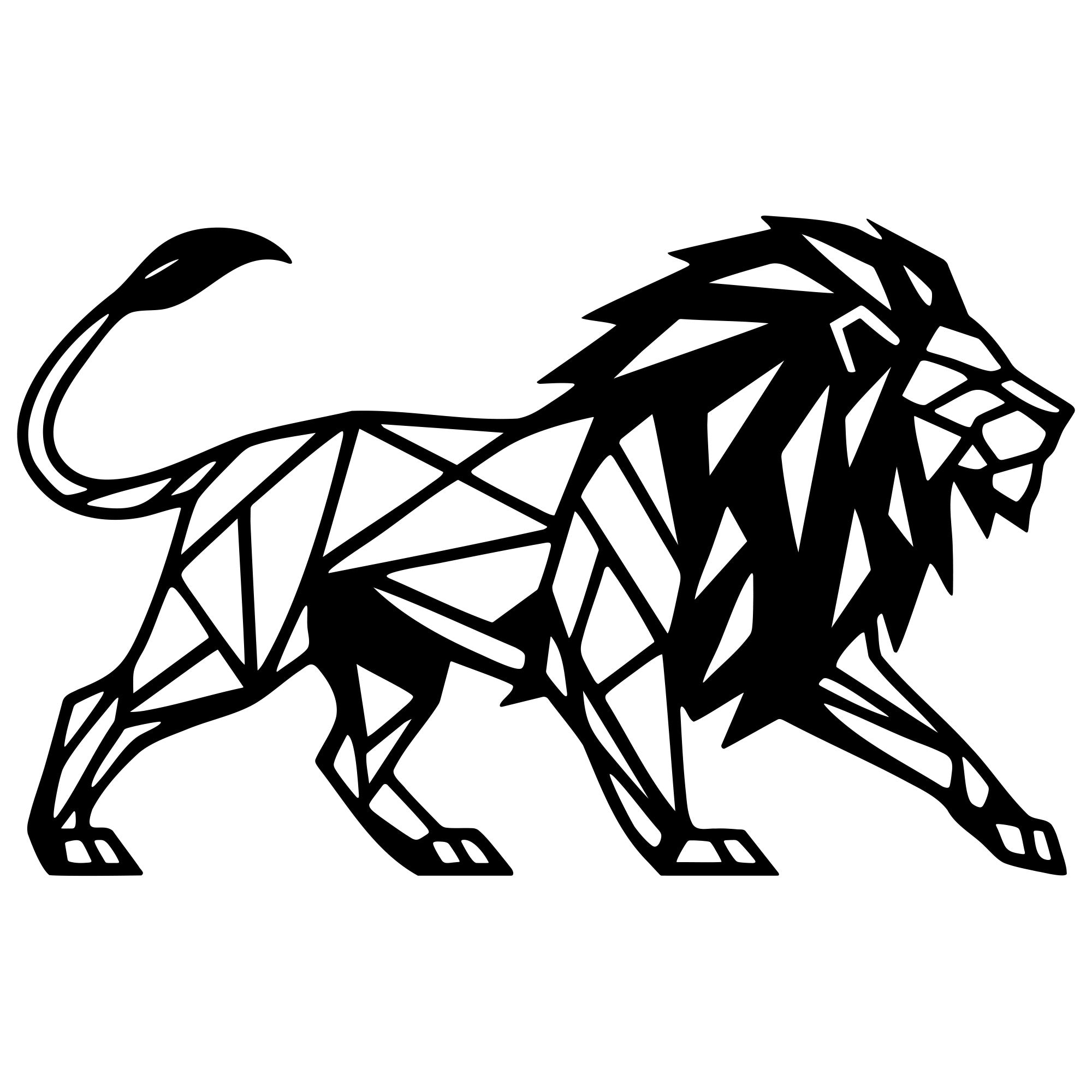 Geometric Lion DXF File – CNC Cutting Design | AWLION1045