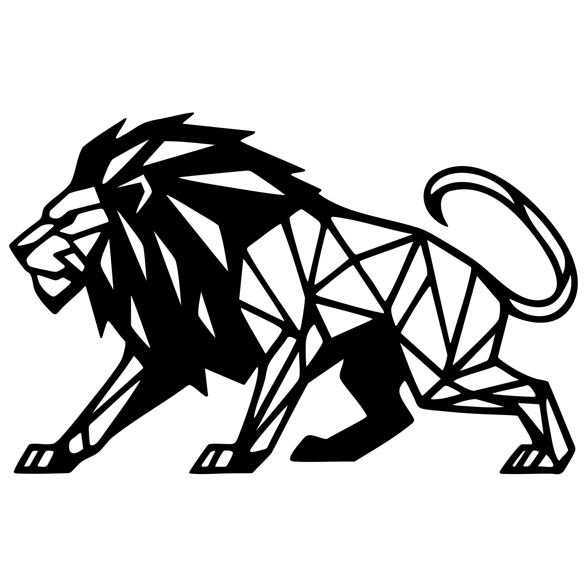 Geometric Lion DXF File – CNC Cutting Design | AWLION1046