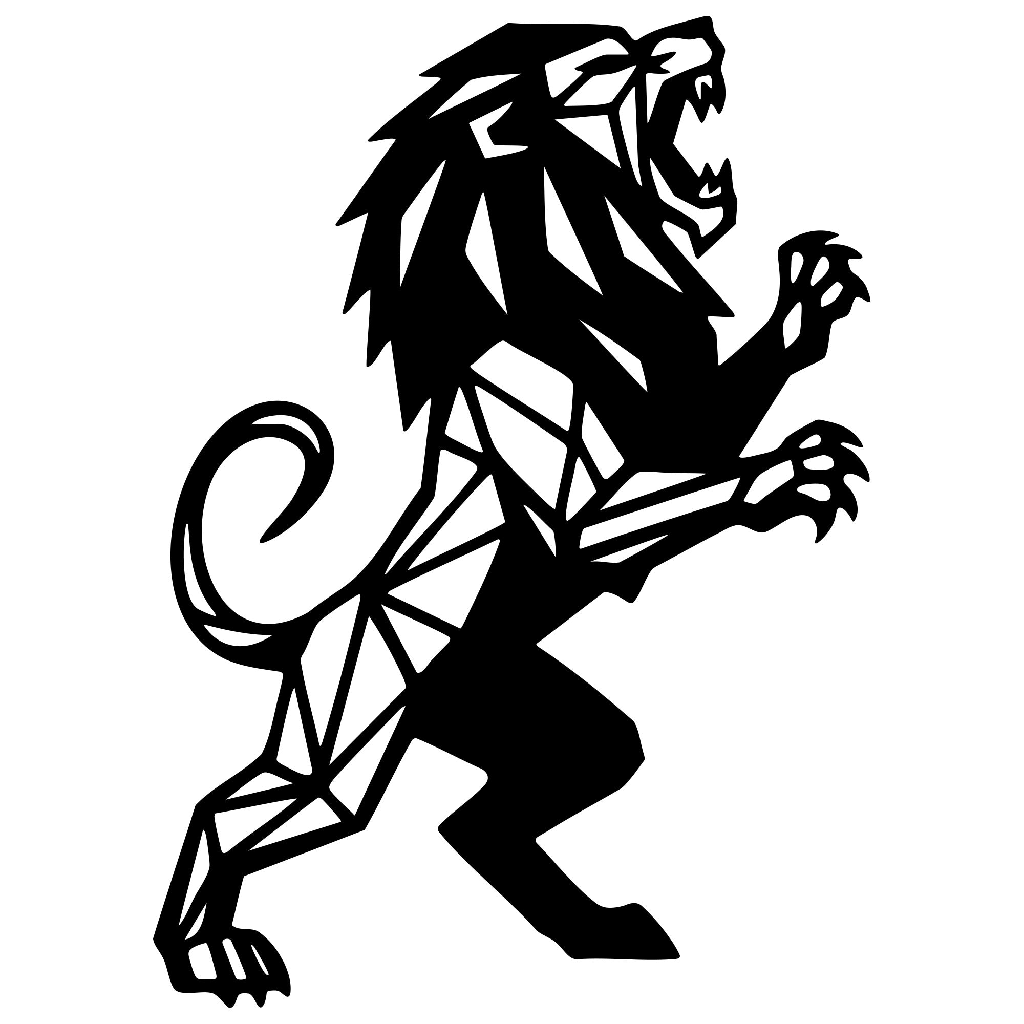 Geometric Lion DXF File – CNC Cutting Design | AWLION1048