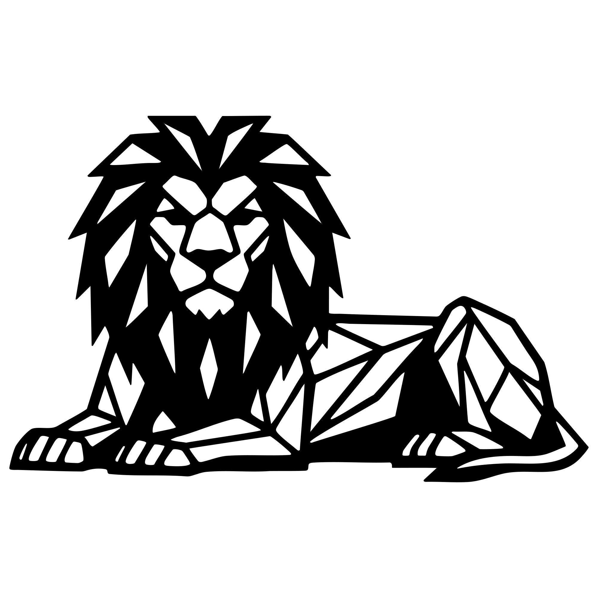 Geometric Lion DXF File – CNC Cutting Design | AWLION1050