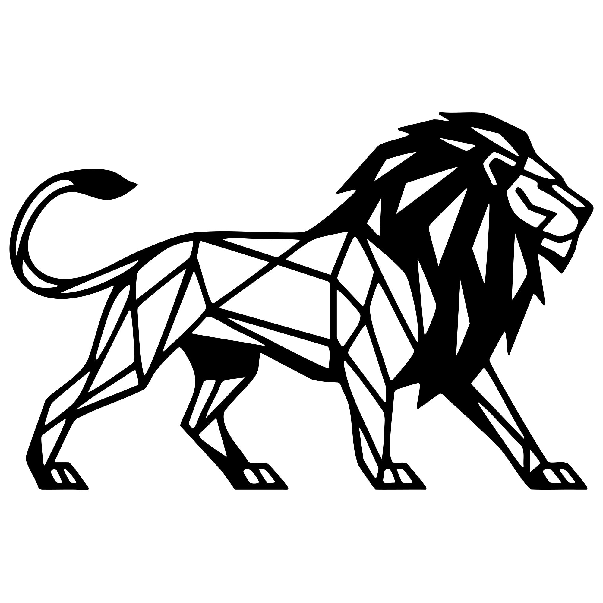 Geometric Lion DXF File – CNC Cutting Design | AWLION1051