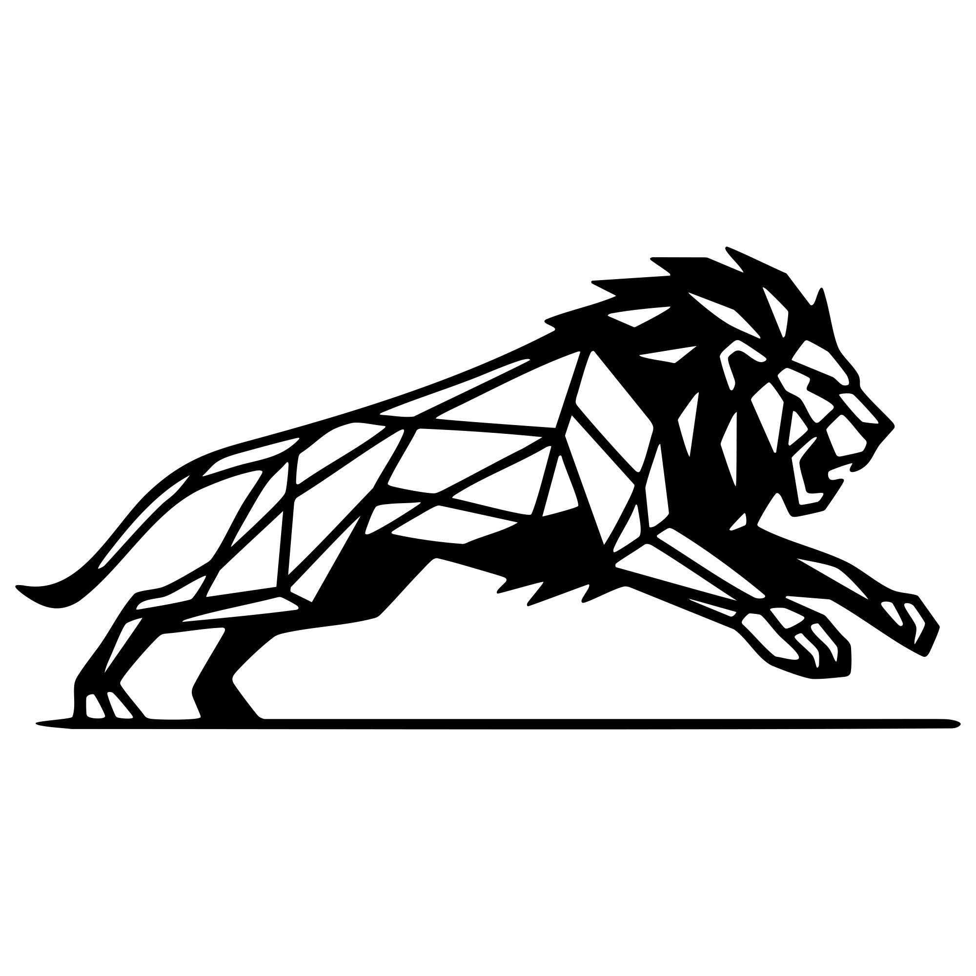 Geometric Lion DXF File – CNC Cutting Design | AWLION1053