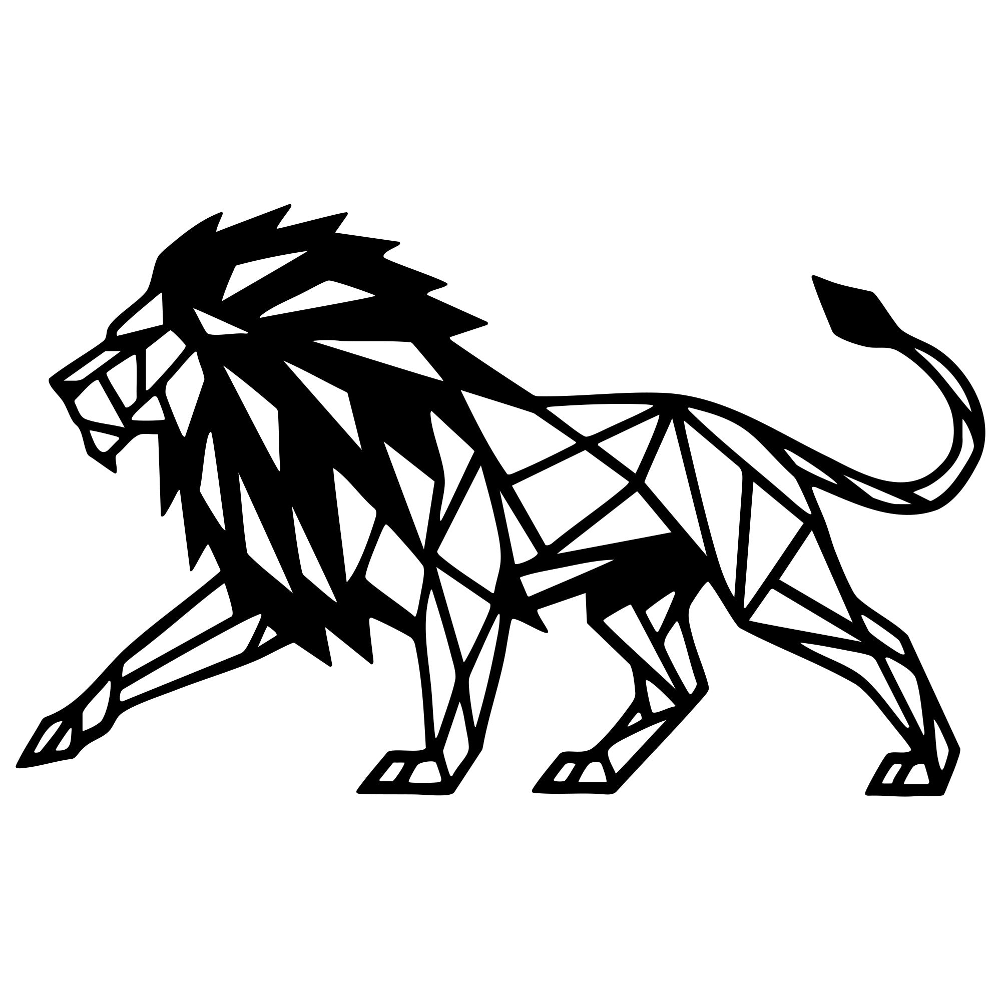 Geometric Lion DXF File – CNC Cutting Design | AWLION1055