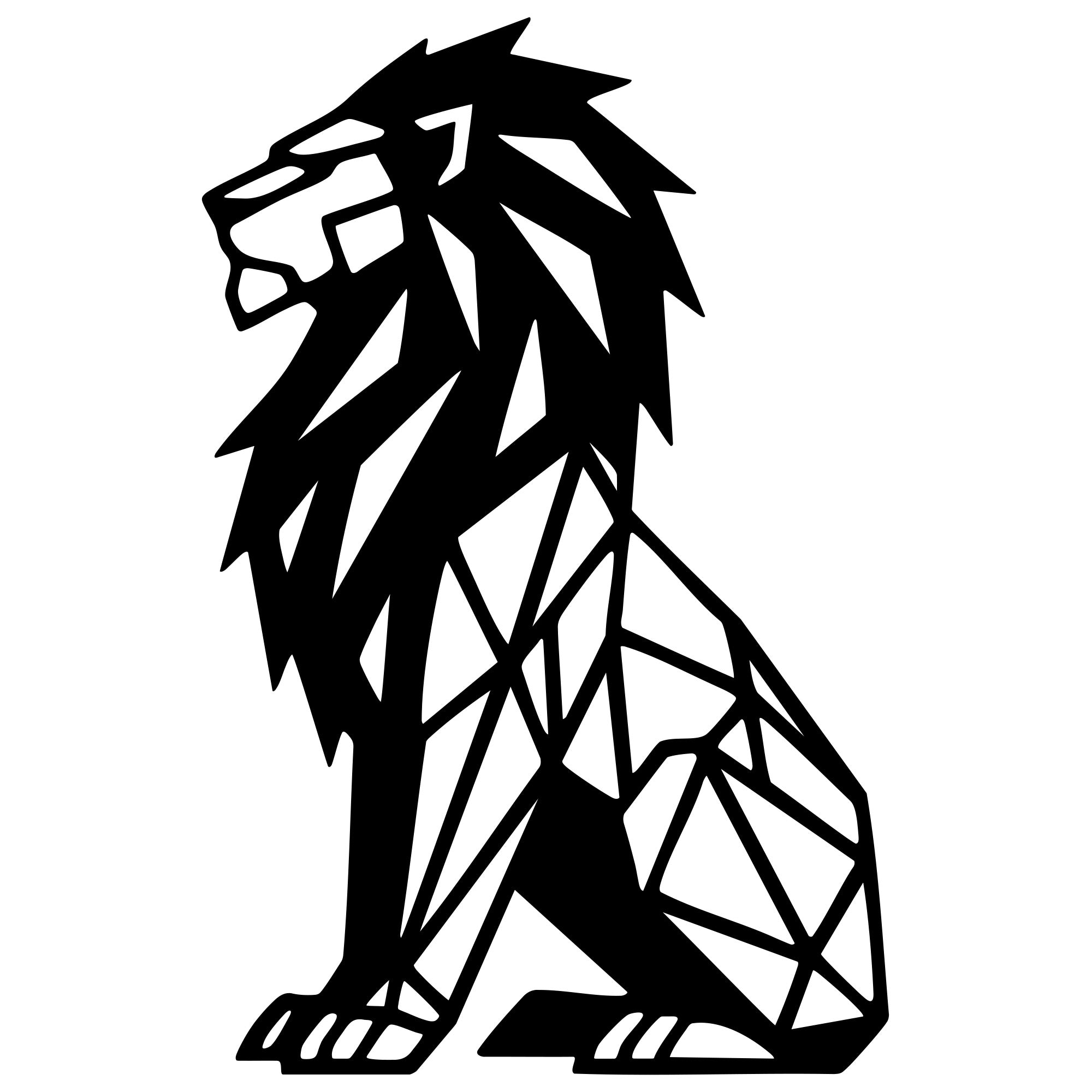 Geometric Lion DXF File – CNC Cutting Design | AWLION1058