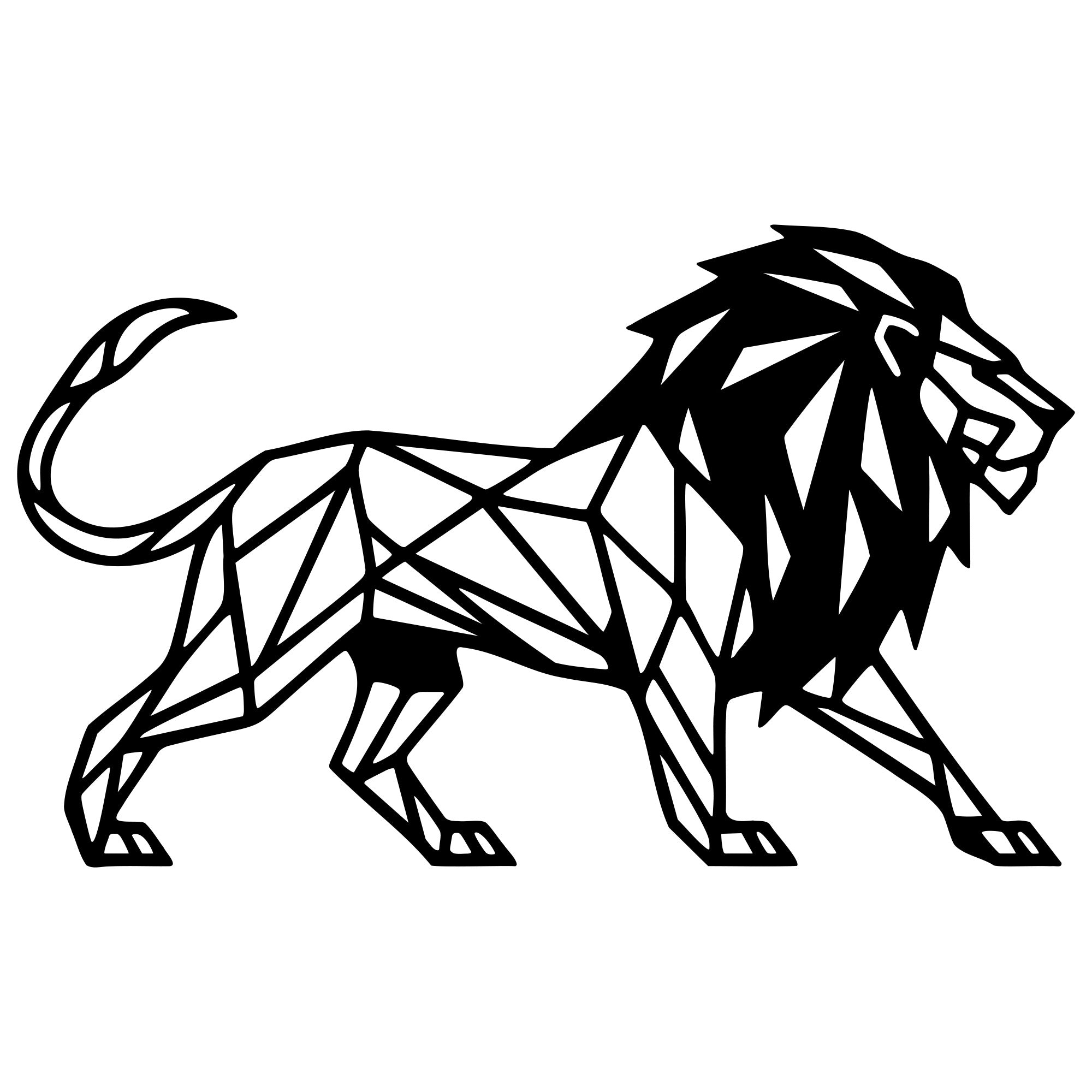 Geometric Lion DXF File – CNC Cutting Design | AWLION1059