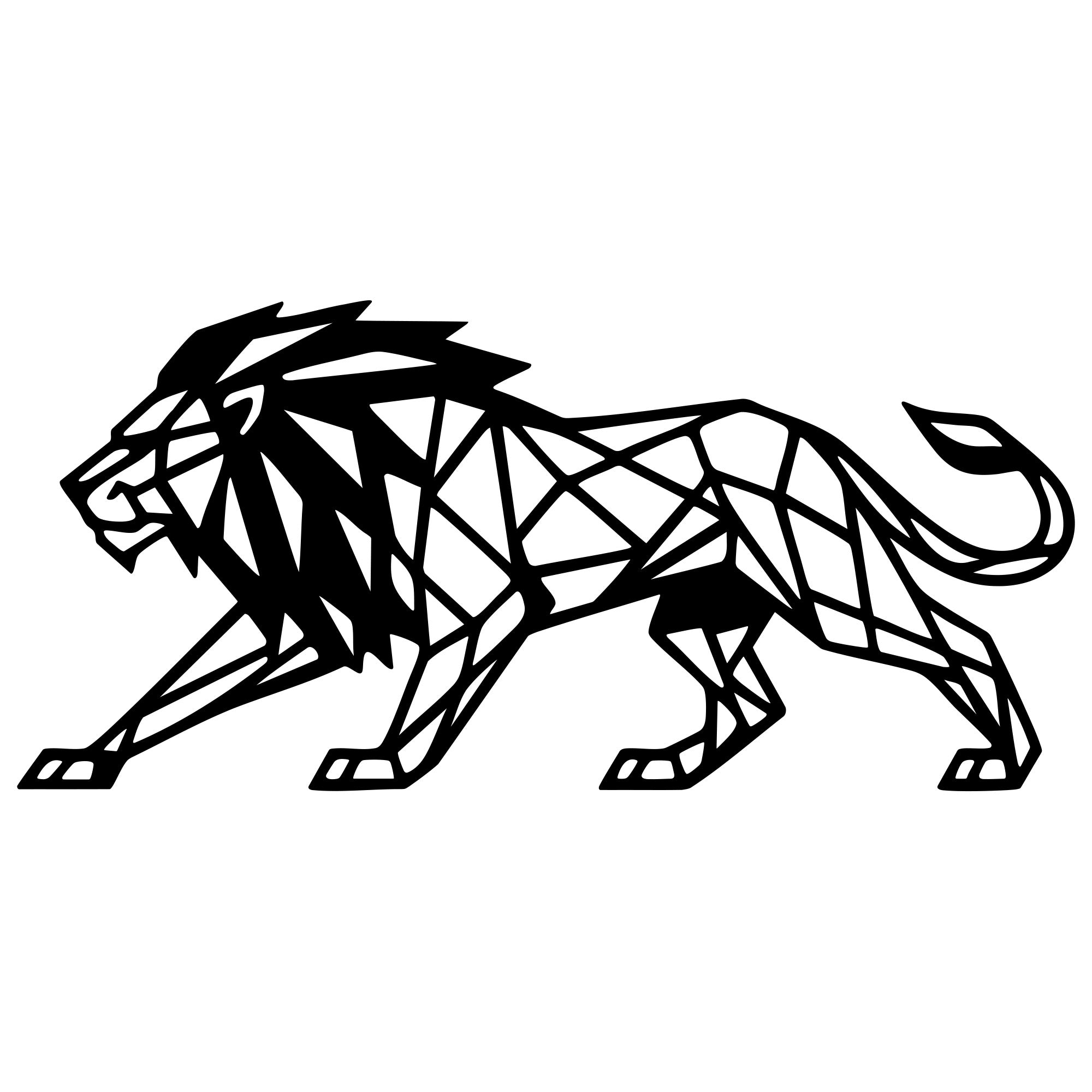 Geometric Lion DXF File – CNC Cutting Design | AWLION1060