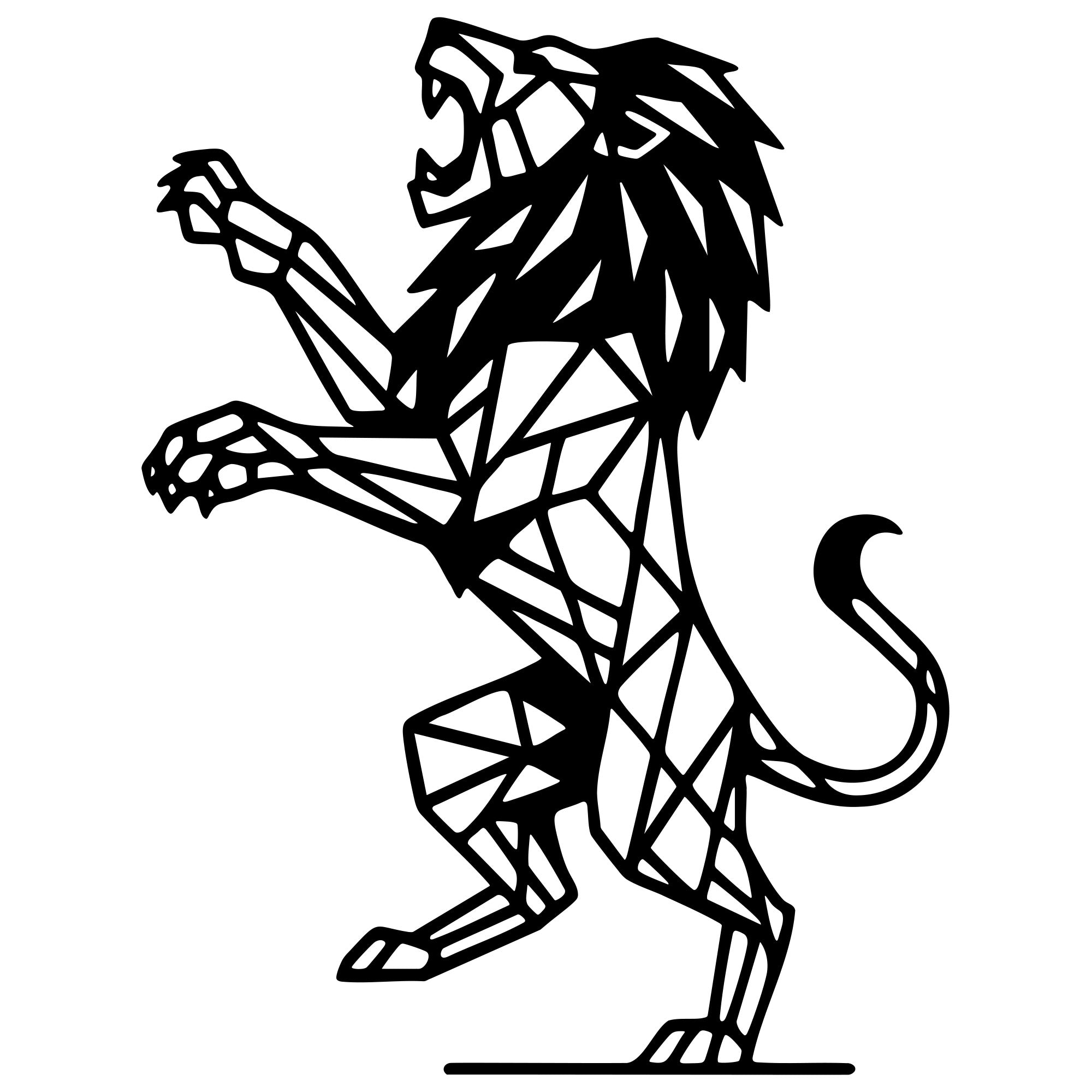 Geometric Lion DXF File – CNC Cutting Design | AWLION1063