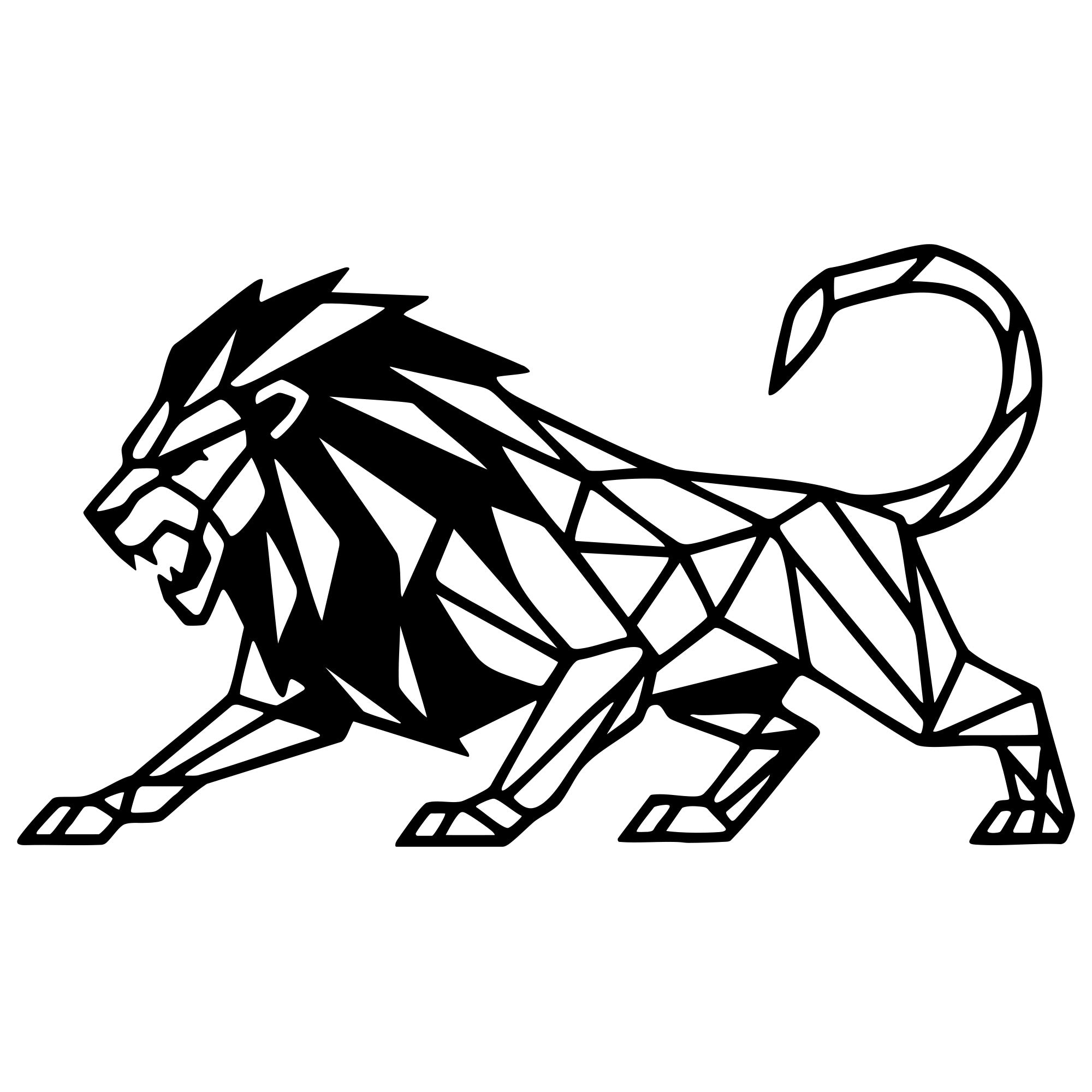 Geometric Lion DXF File – CNC Cutting Design | AWLION1064