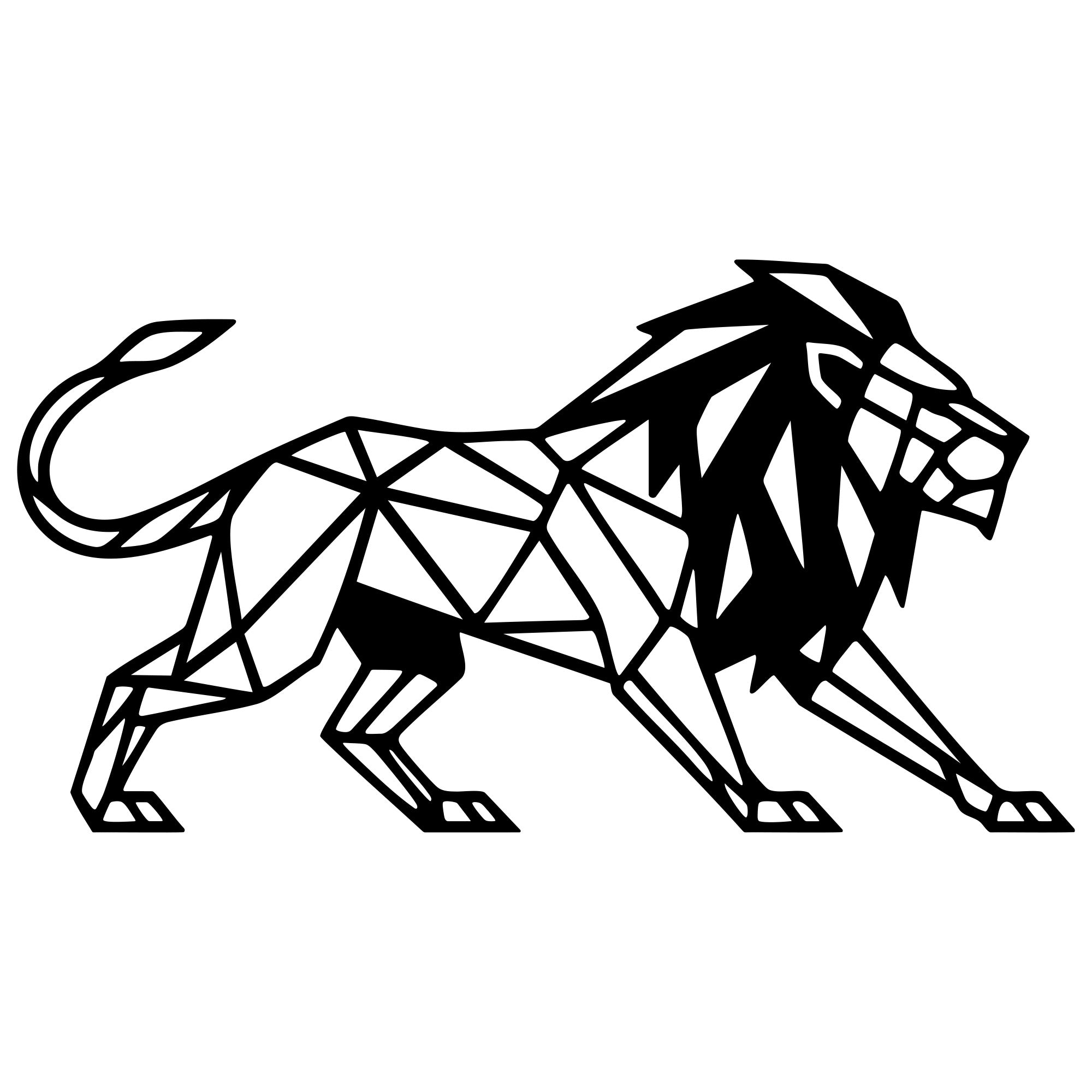 Geometric Lion DXF File – CNC Cutting Design | AWLION1065