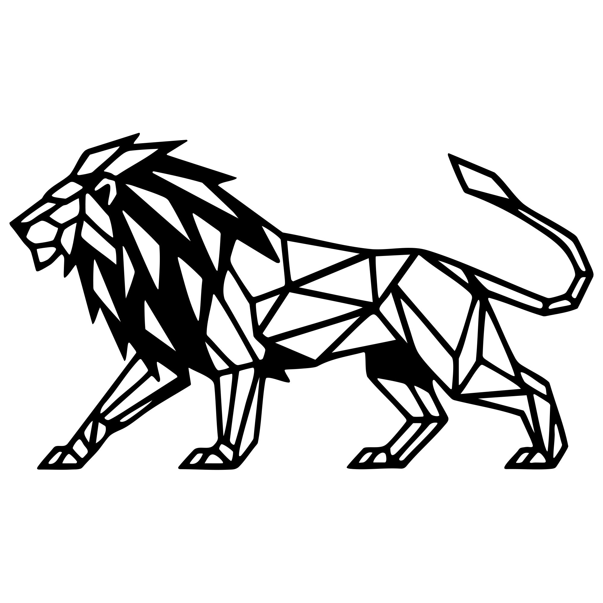 Geometric Lion DXF File – CNC Cutting Design | AWLION1066