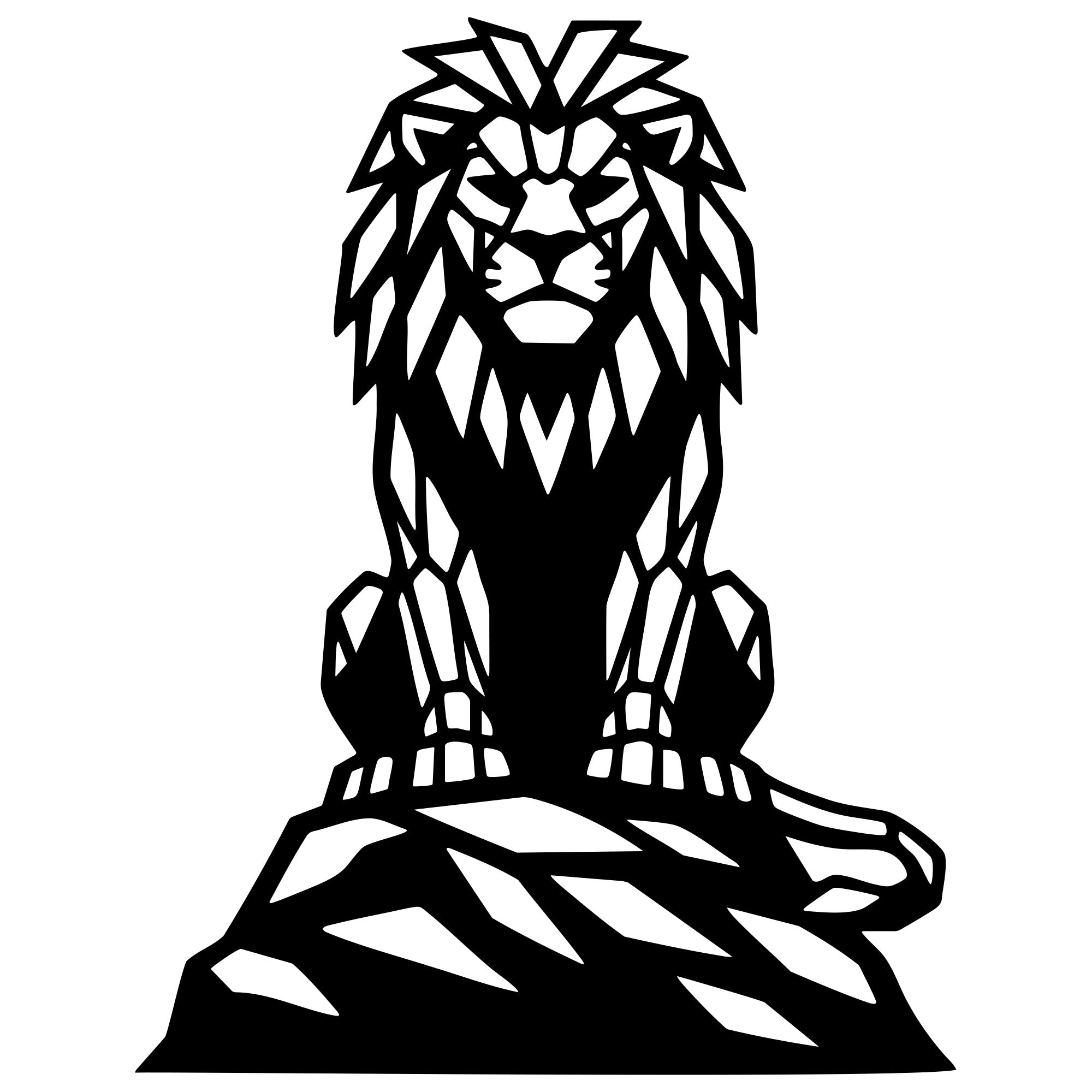 Geometric Lion DXF File – CNC Cutting Design | AWLION1072