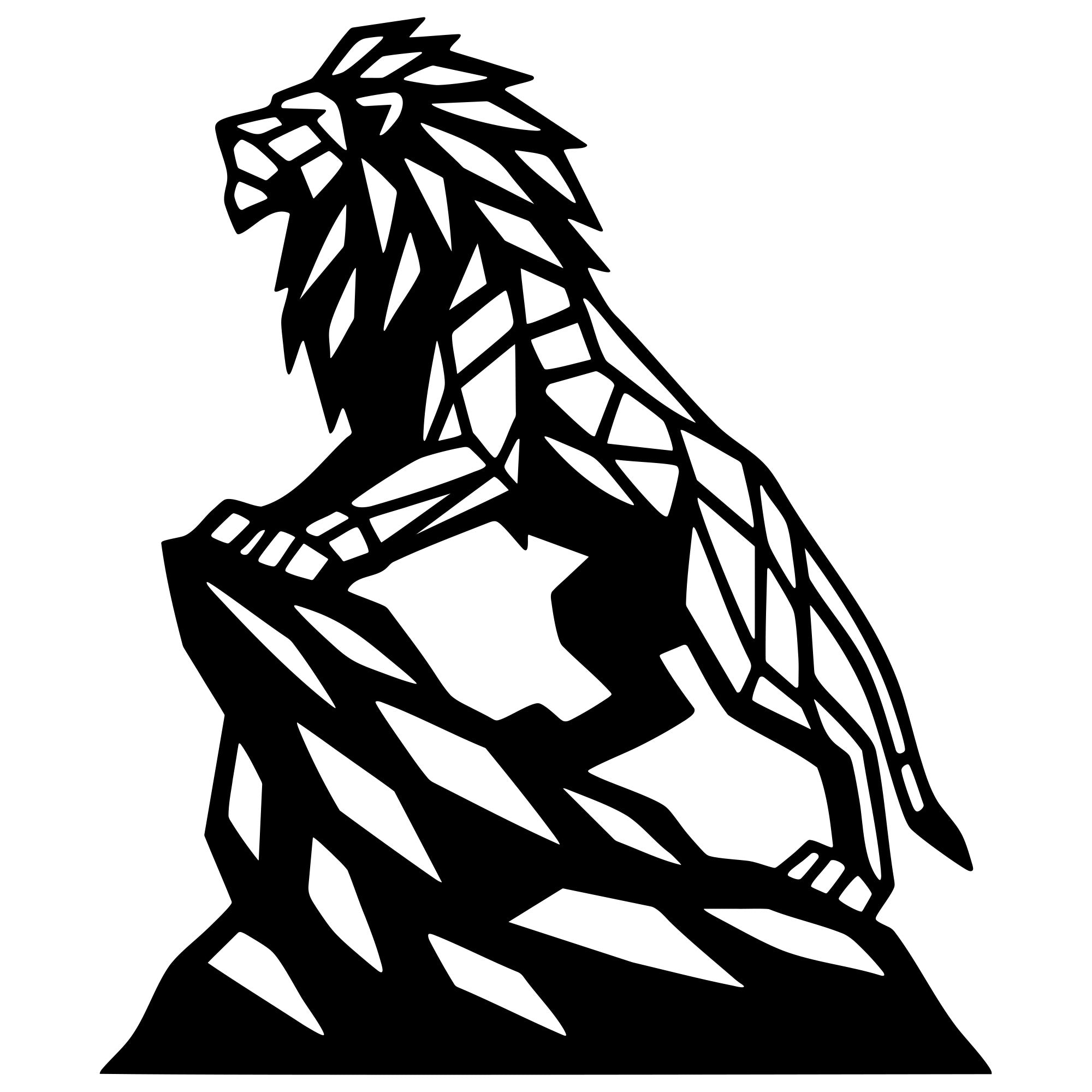Geometric Lion DXF File – CNC Cutting Design | AWLION1074