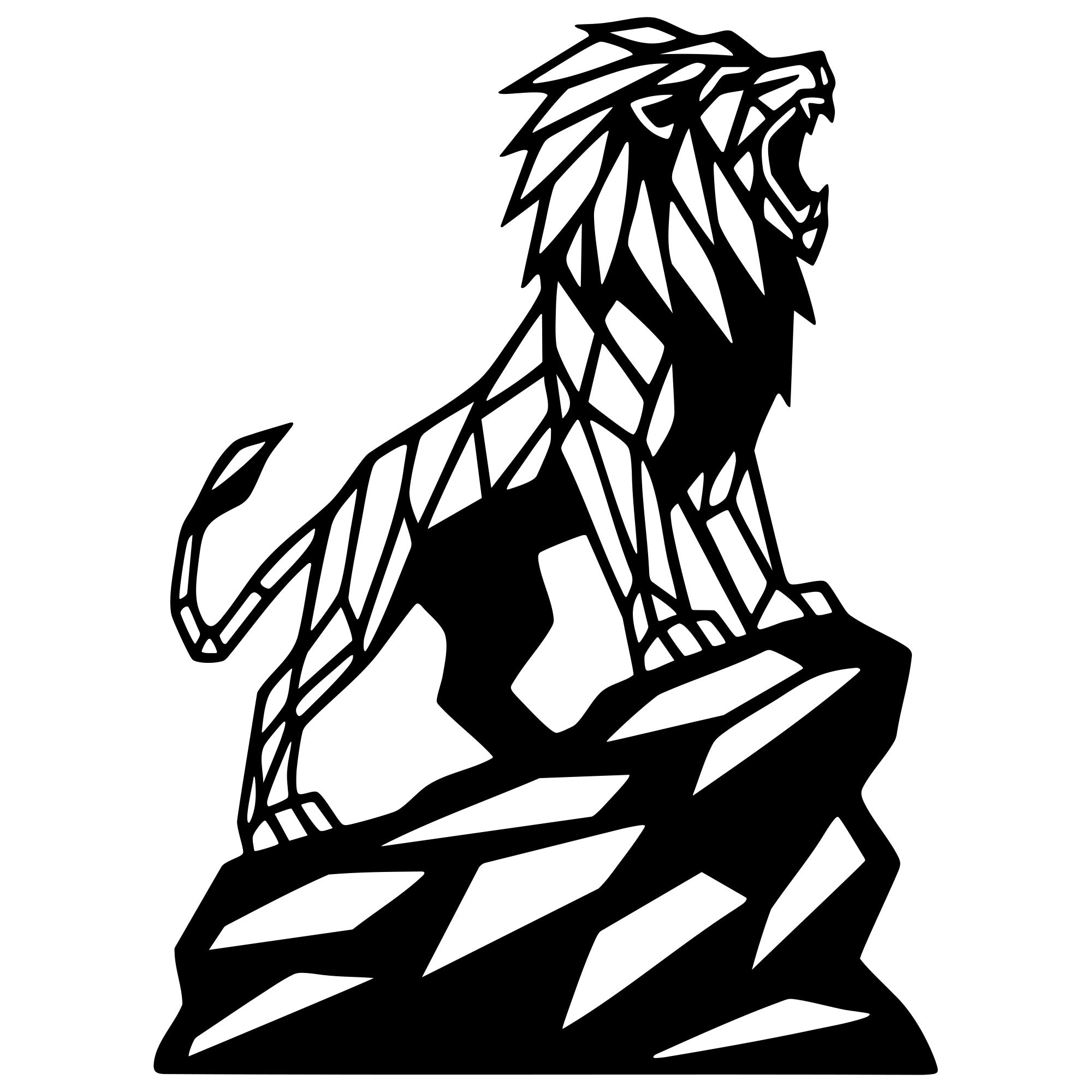 Geometric Lion DXF File – CNC Cutting Design | AWLION1075