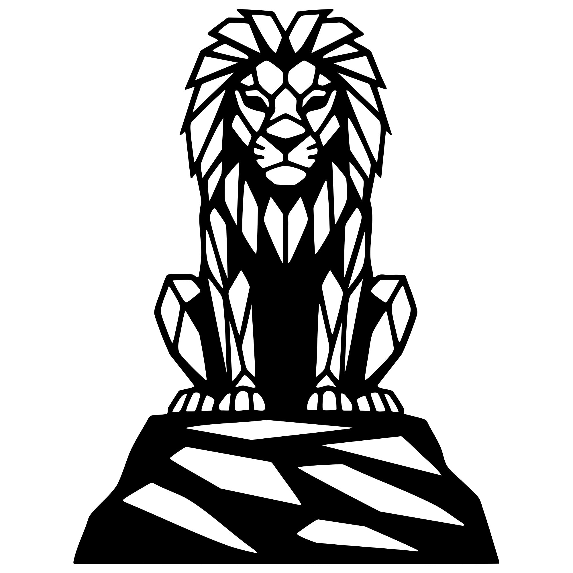 Geometric Lion DXF File – CNC Cutting Design | AWLION1078
