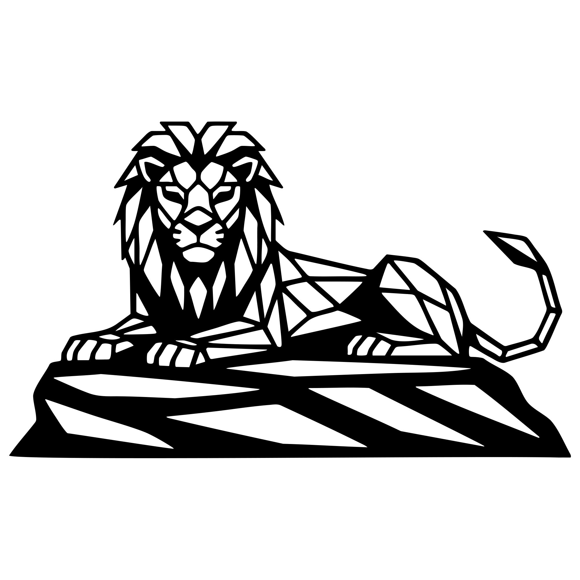 Geometric Lion DXF File – CNC Cutting Design | AWLION1079