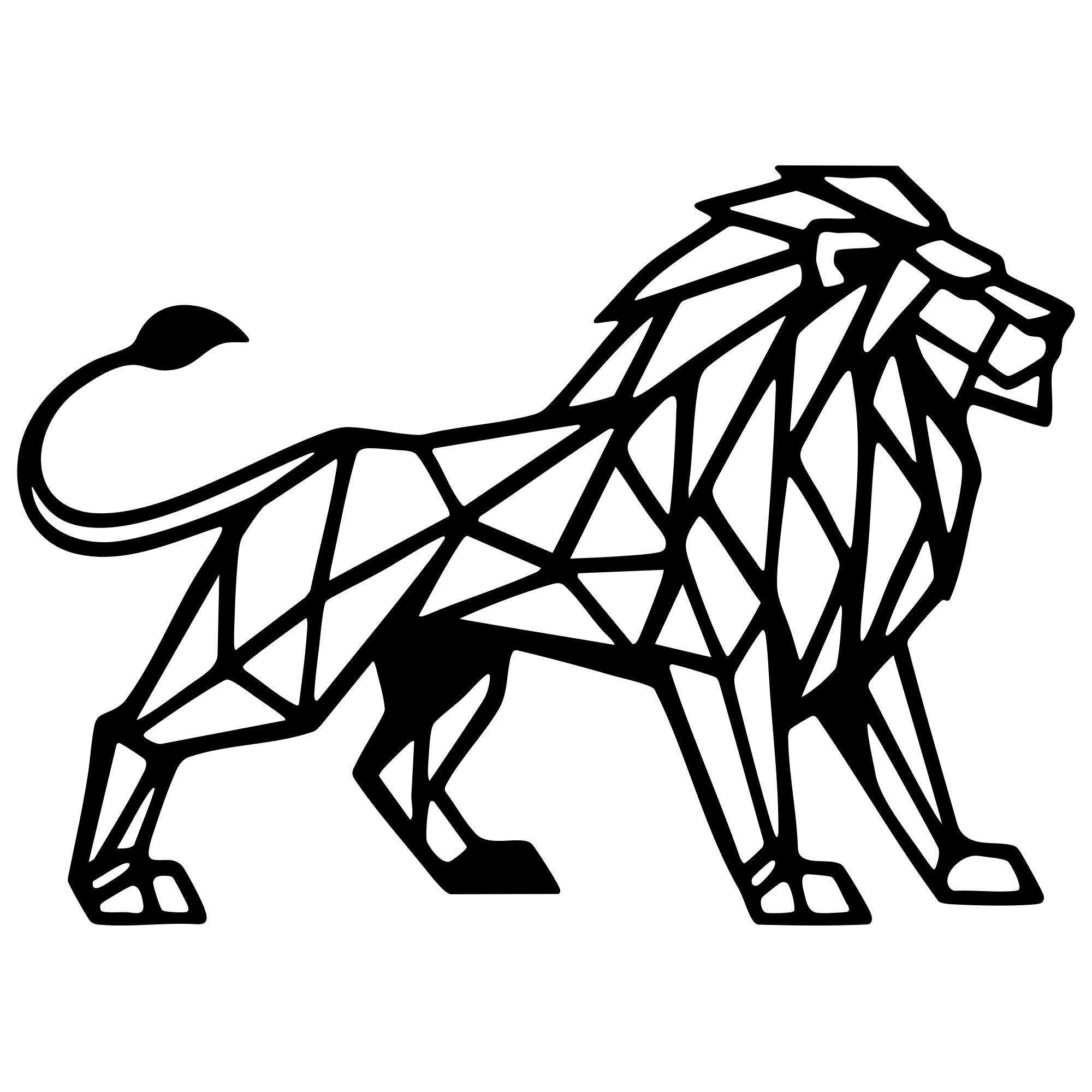 Geometric Lion DXF File – CNC Cutting Design | AWLION1083