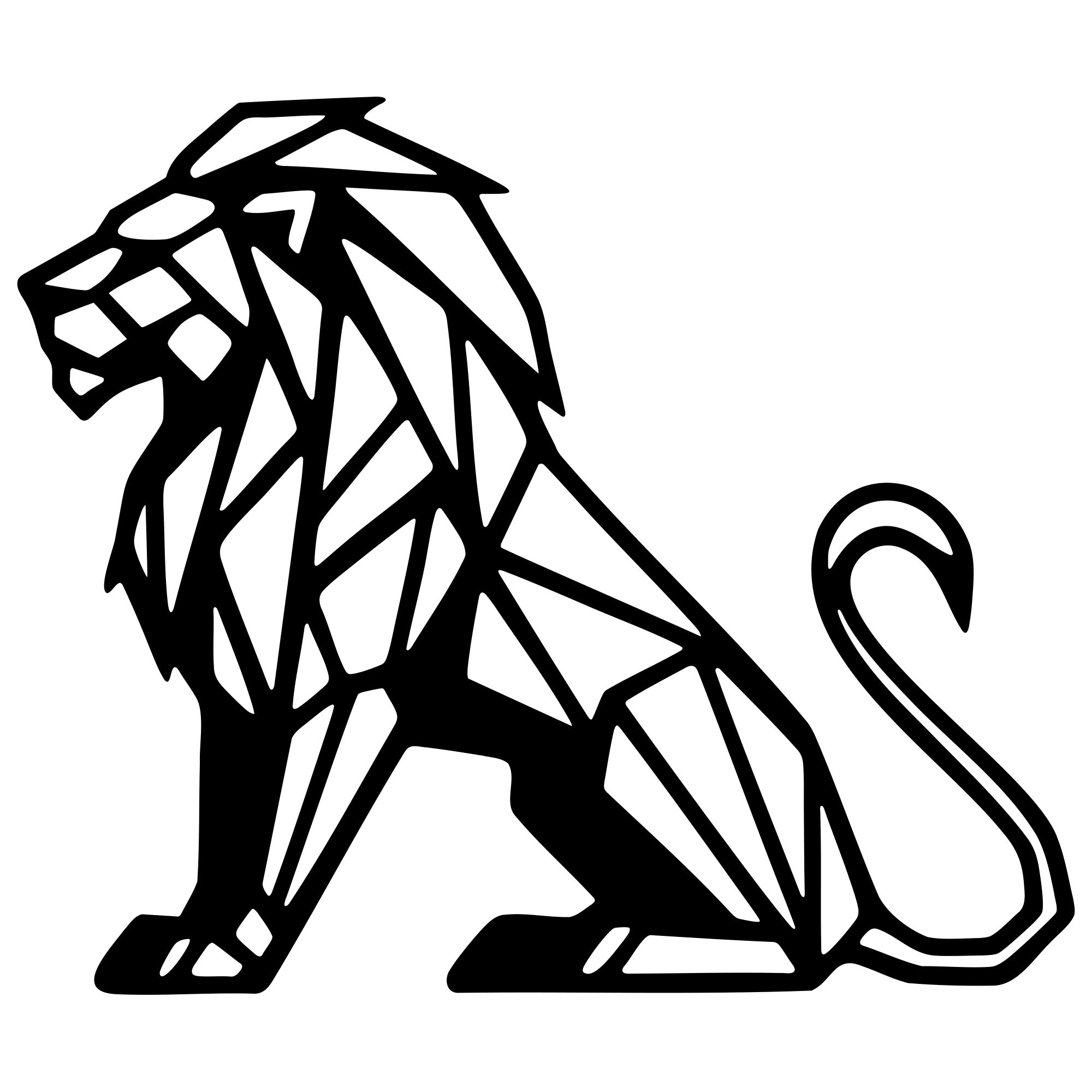 Geometric Lion DXF File – CNC Cutting Design | AWLION1086
