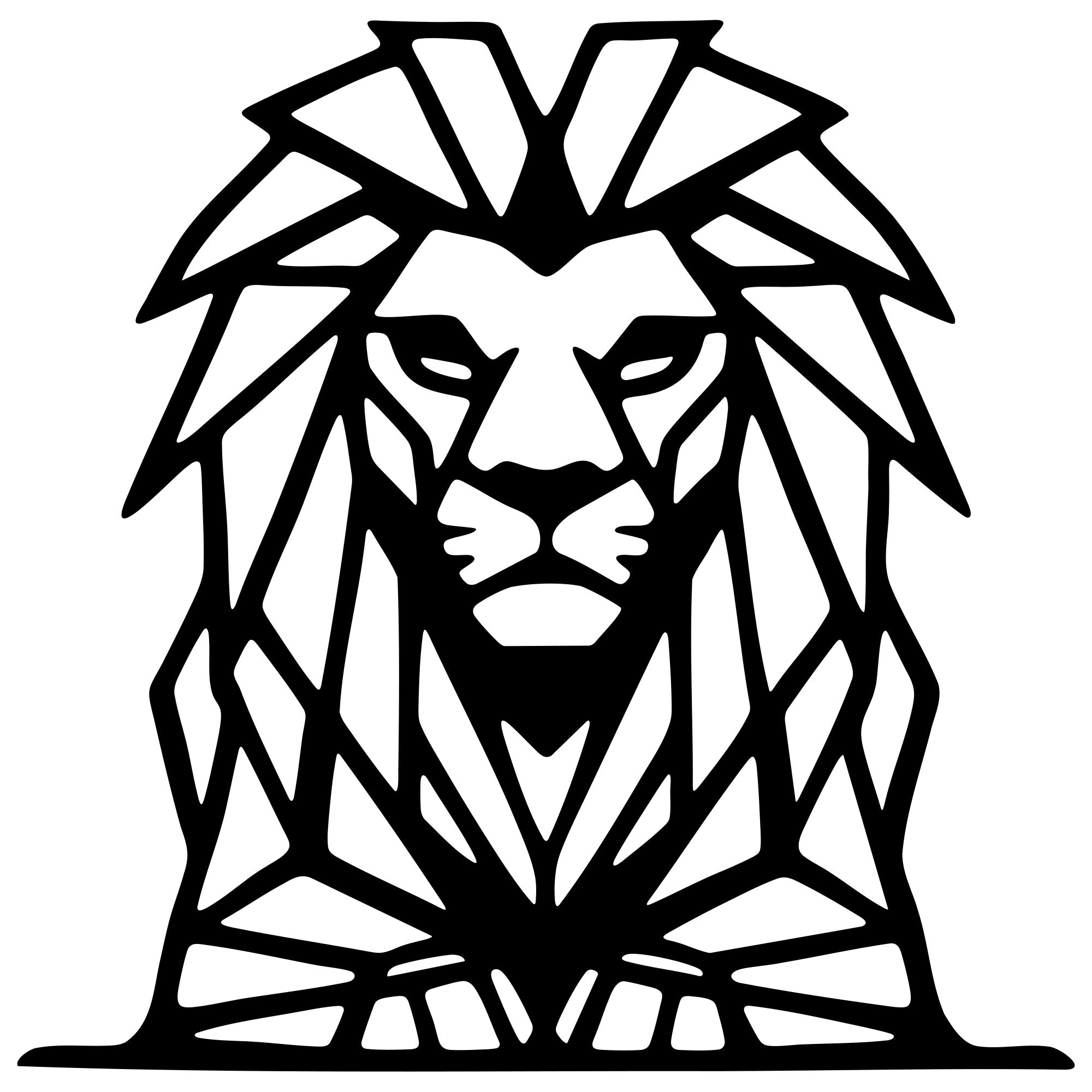 Geometric Lion DXF File – CNC Cutting Design | AWLION1087