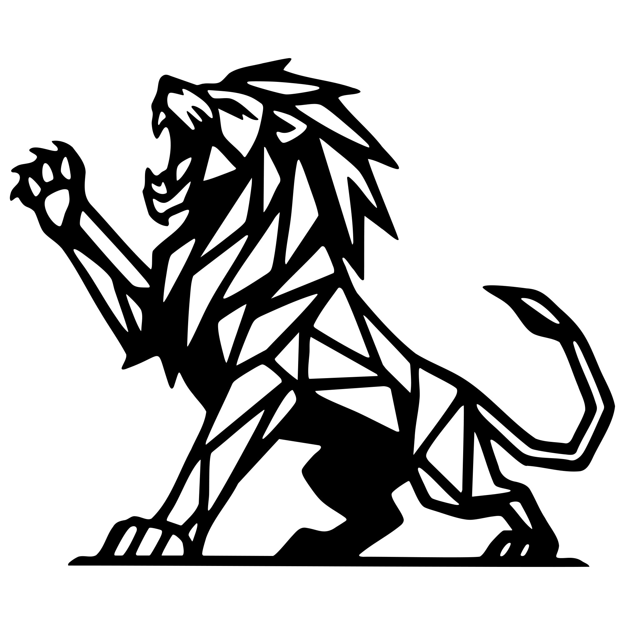 Geometric Lion DXF File – CNC Cutting Design | AWLION1088