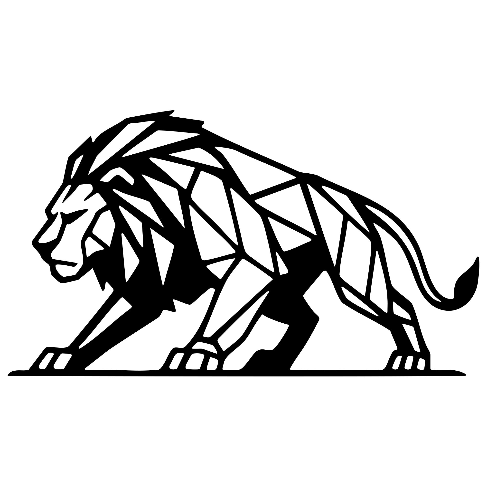 Geometric Lion DXF File – CNC Cutting Design | AWLION1091
