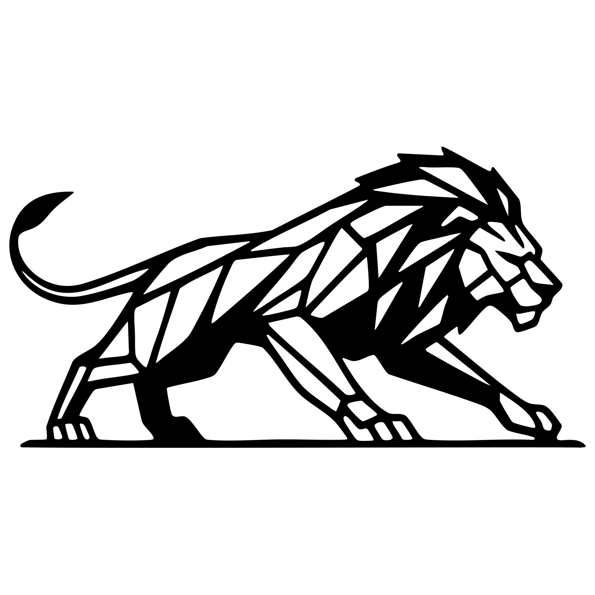 Geometric Lion DXF File – CNC Cutting Design | AWLION1092