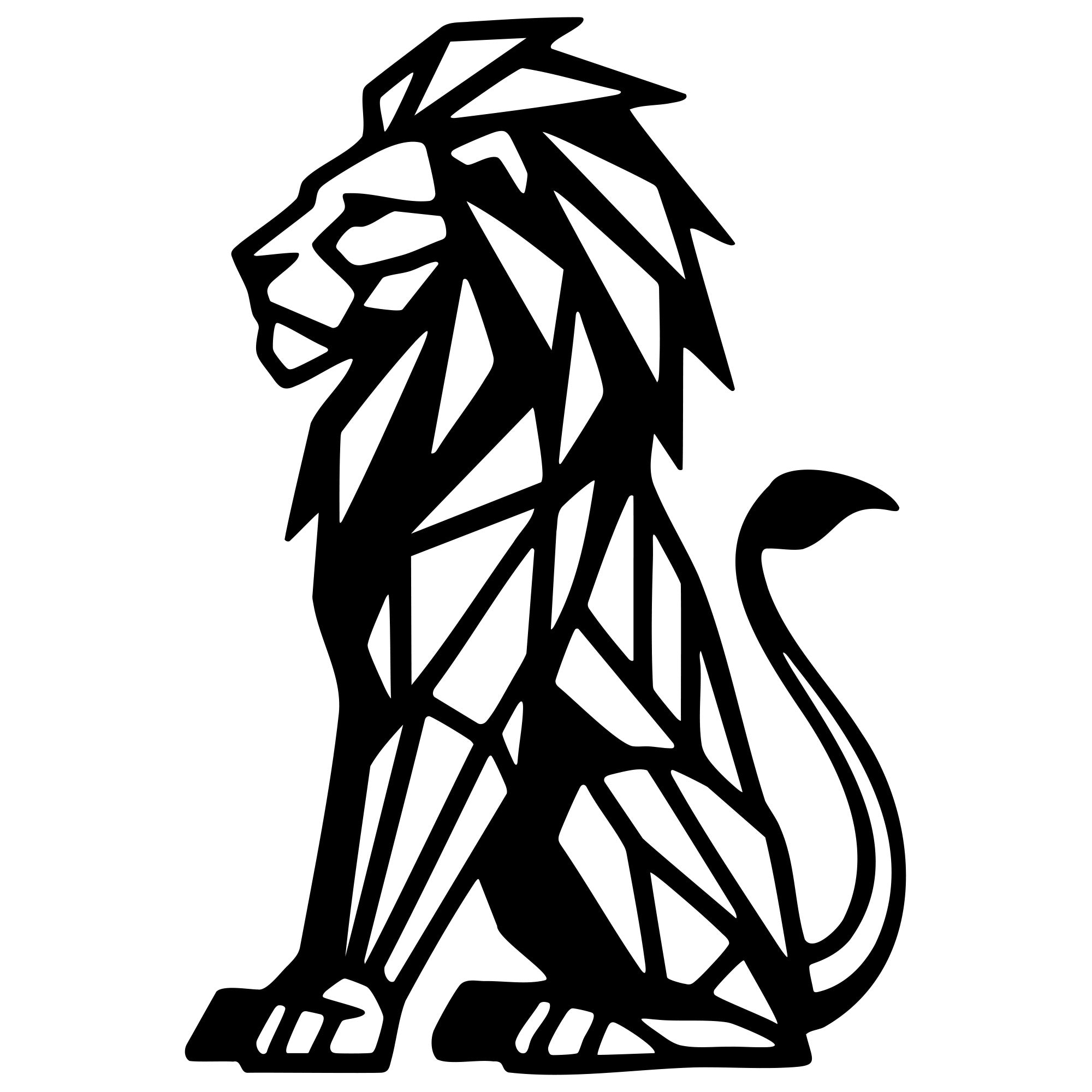 Geometric Lion DXF File – CNC Cutting Design | AWLION1095