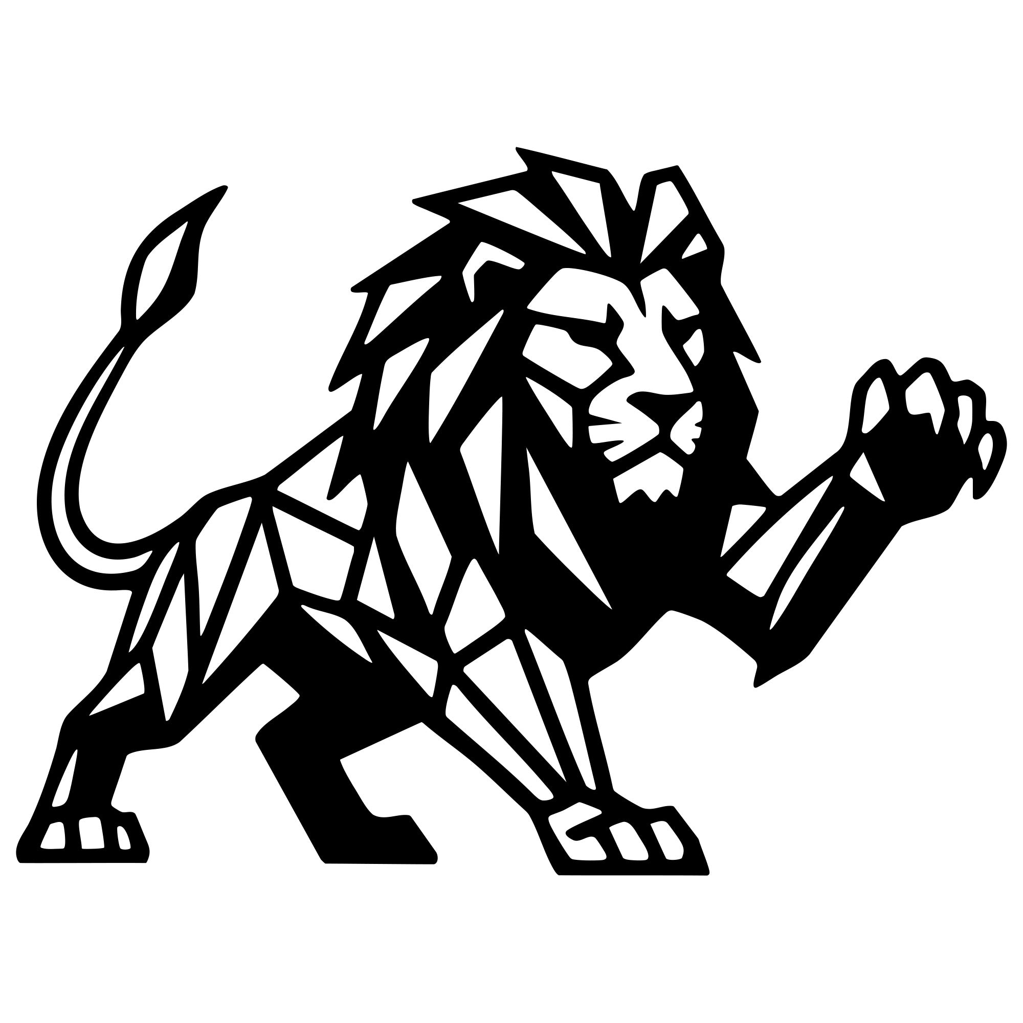 Geometric Lion DXF File – CNC Cutting Design | AWLION1096