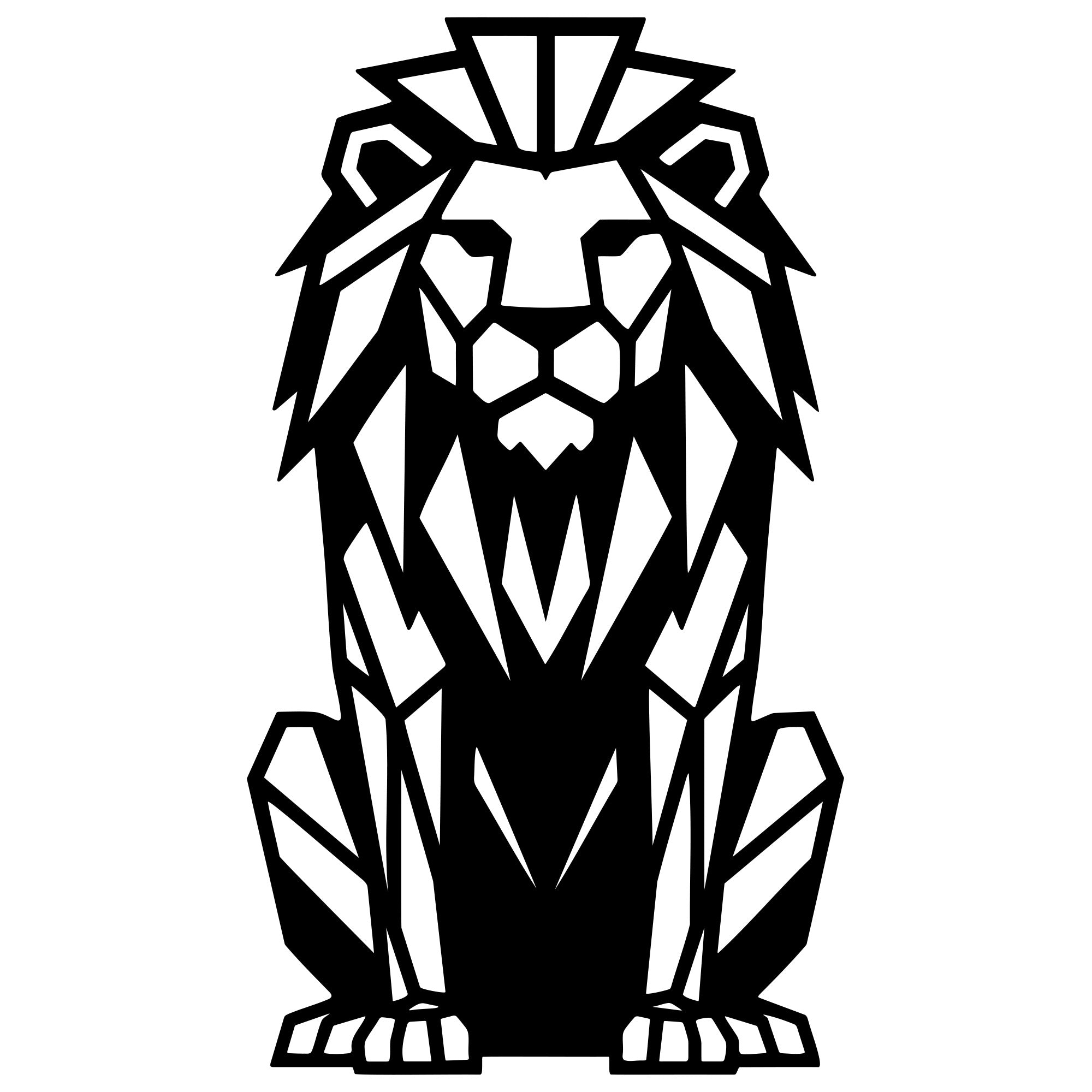 Geometric Lion DXF File – CNC Cutting Design | AWLION1210