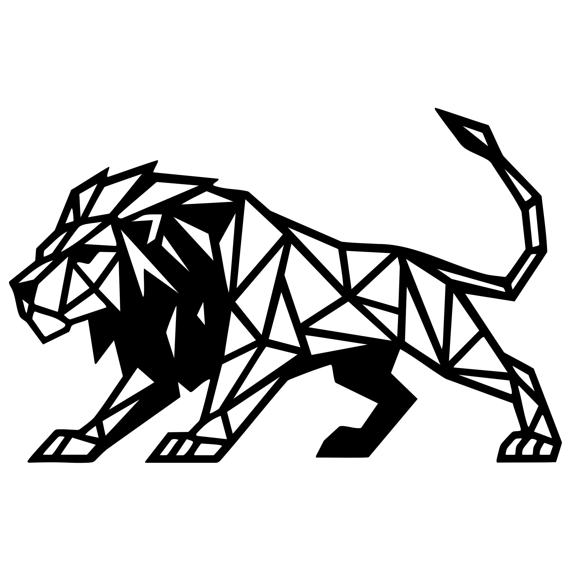 Geometric Lion DXF File – CNC Cutting Design | AWLION1211
