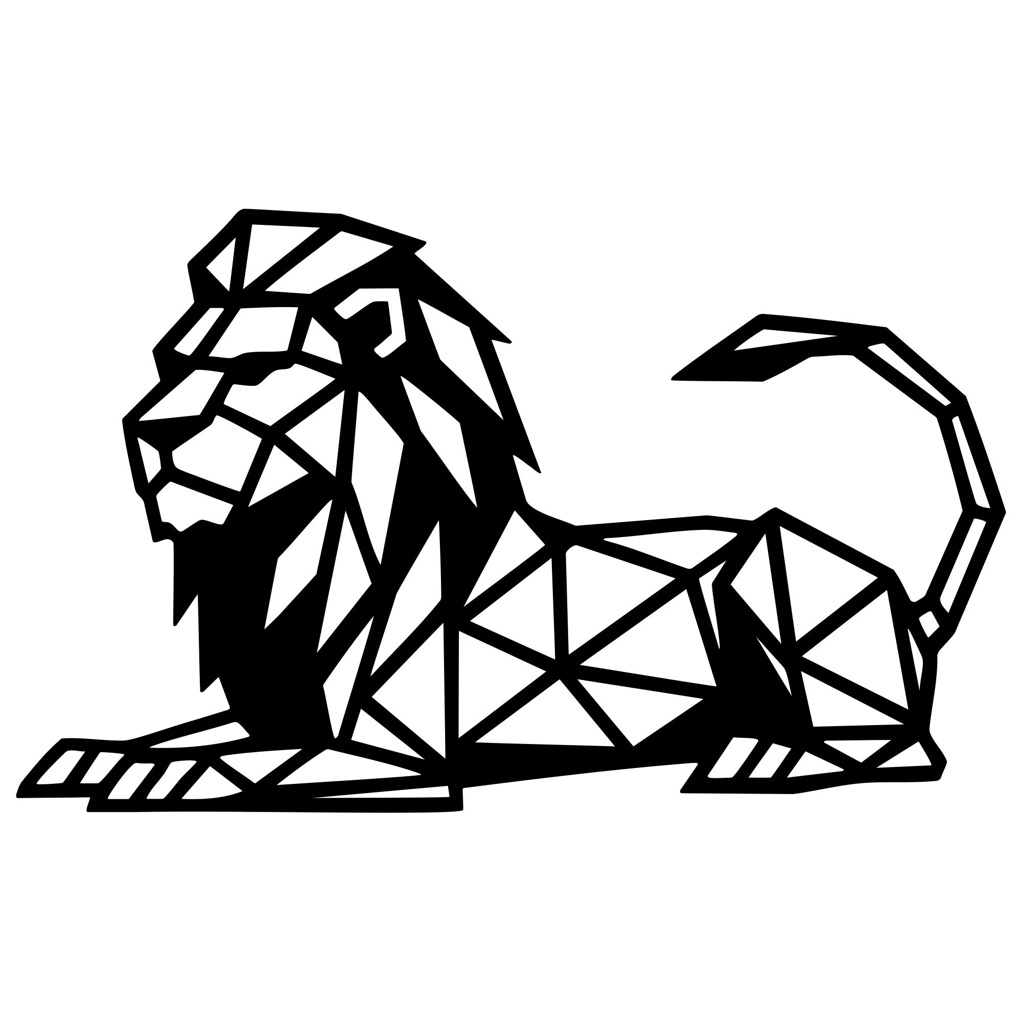 Geometric Lion DXF File – CNC Cutting Design | AWLION1212