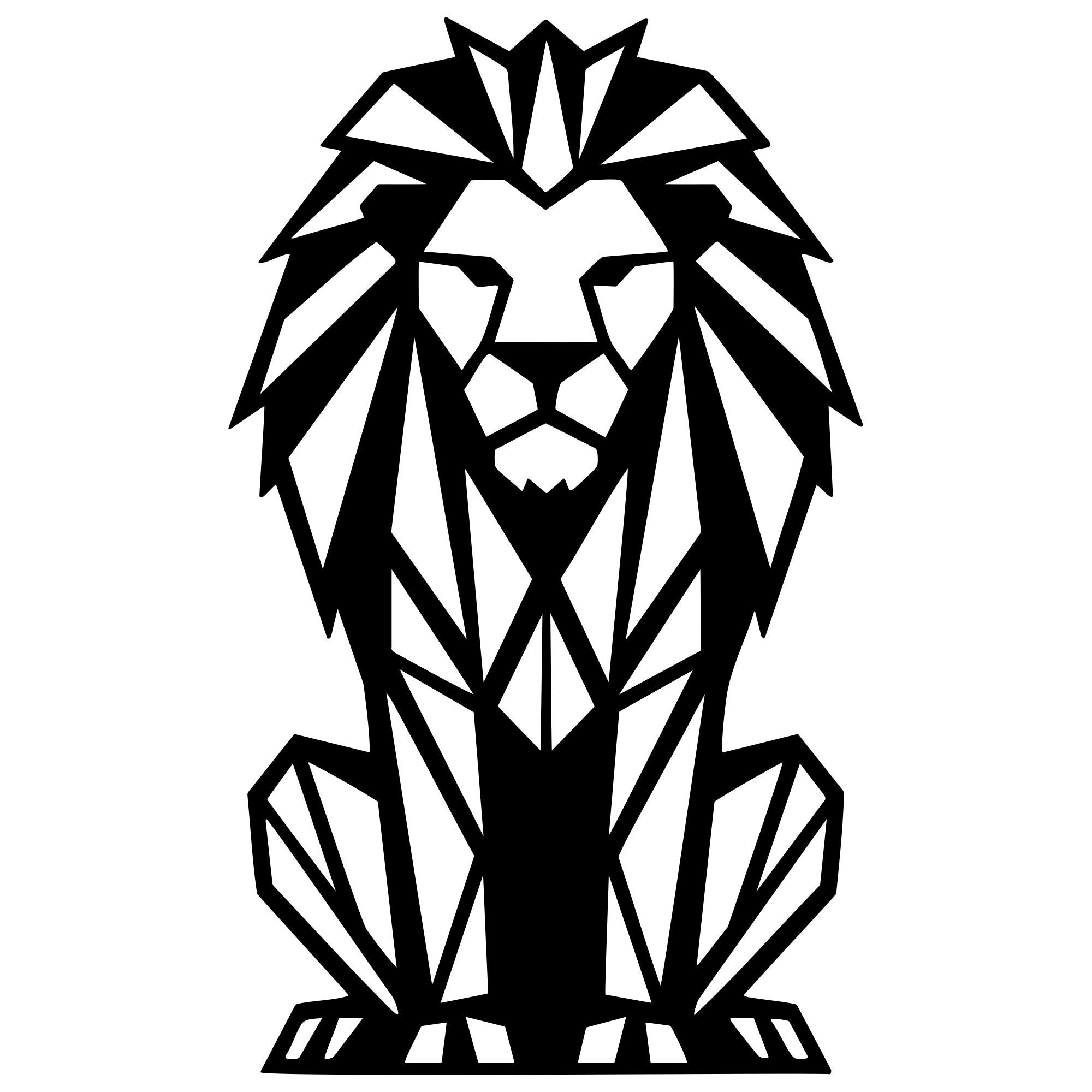 Geometric Lion DXF File – CNC Cutting Design | AWLION1215