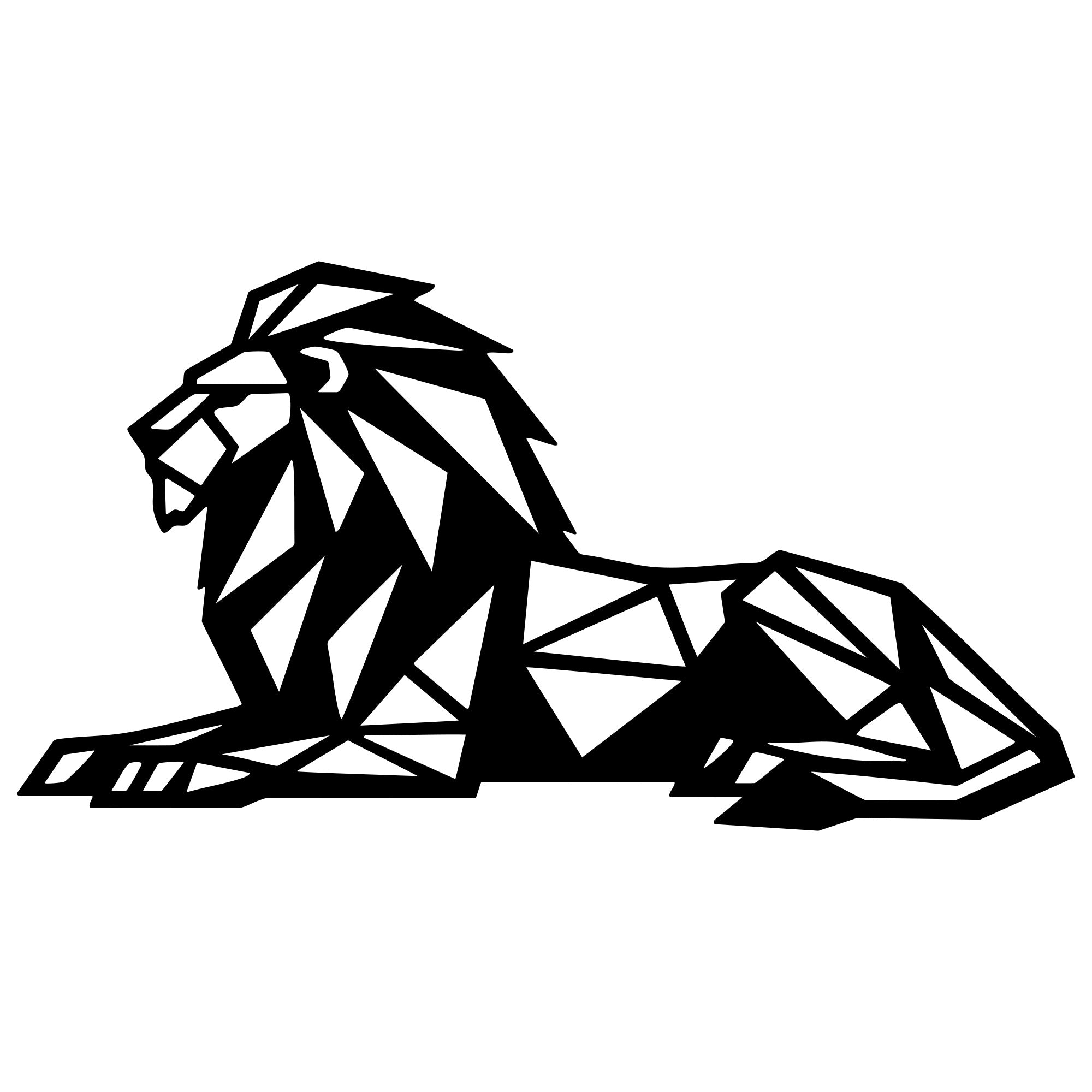 Geometric Lion DXF File – CNC Cutting Design | AWLION1217
