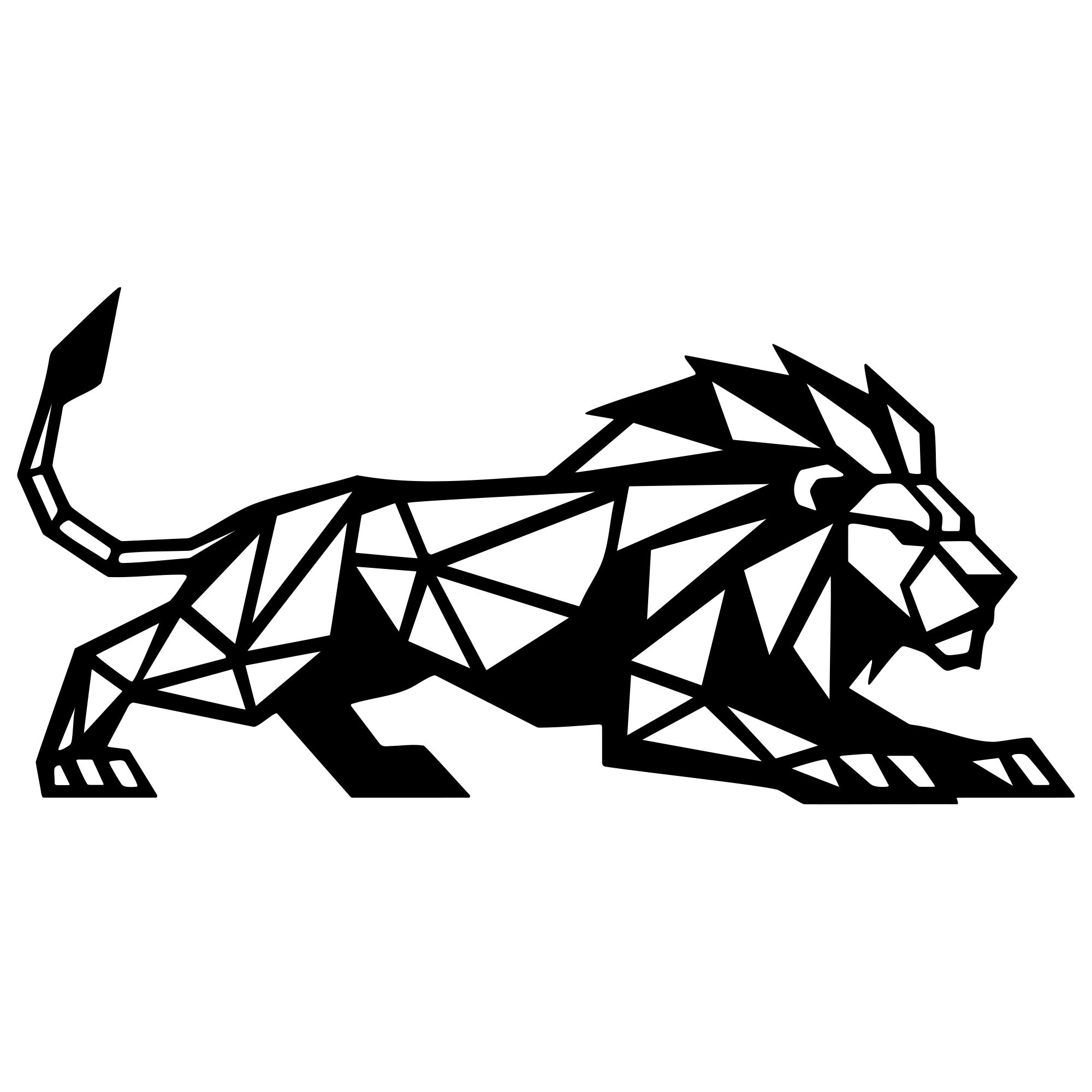 Geometric Lion DXF File – CNC Cutting Design | AWLION1218