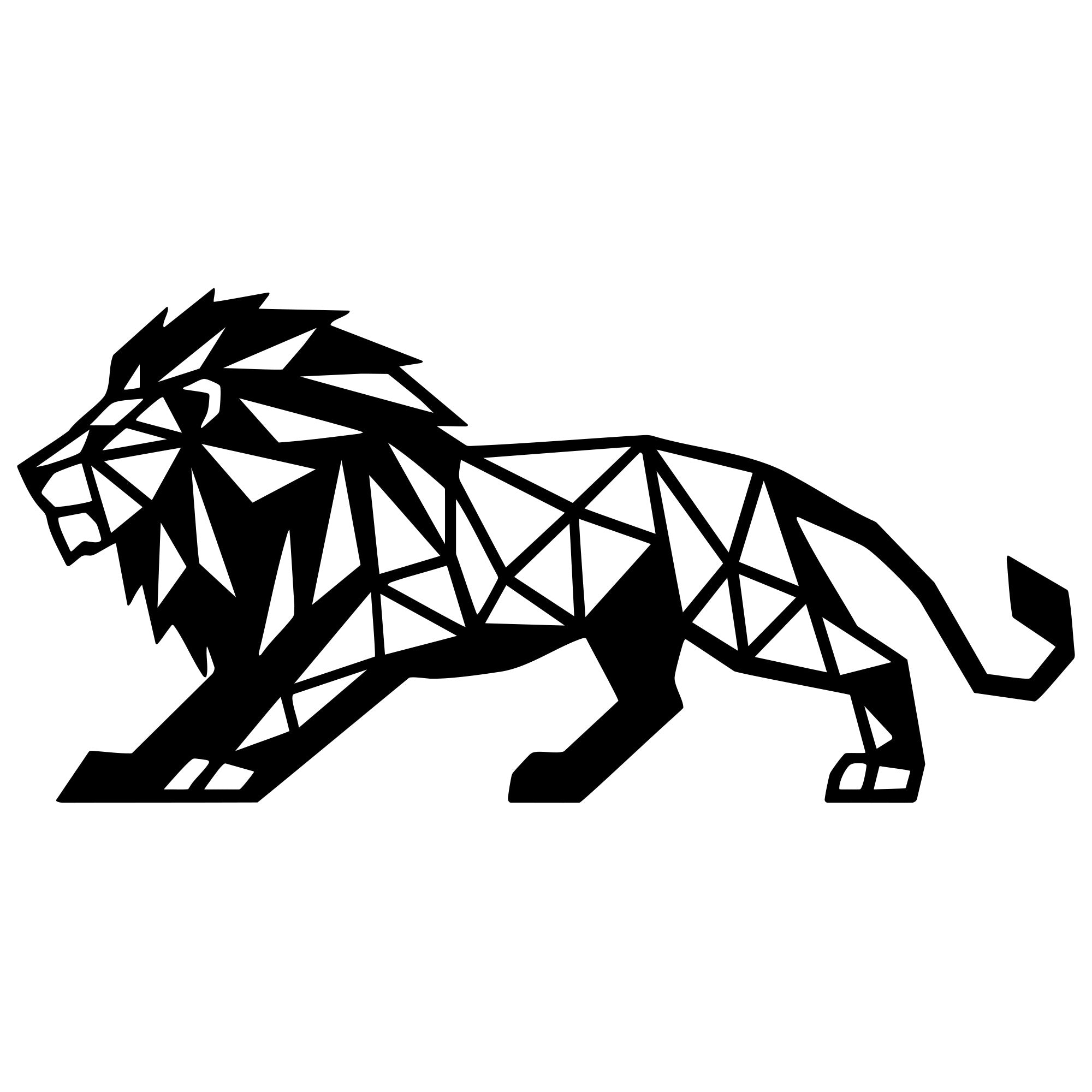 Geometric Lion DXF File – CNC Cutting Design | AWLION1223