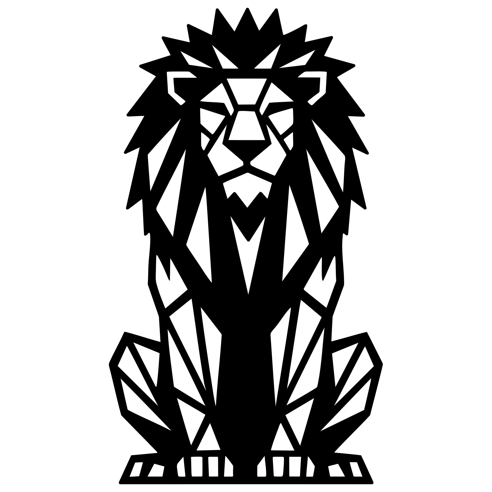 Geometric Lion DXF File – CNC Cutting Design | AWLION1224
