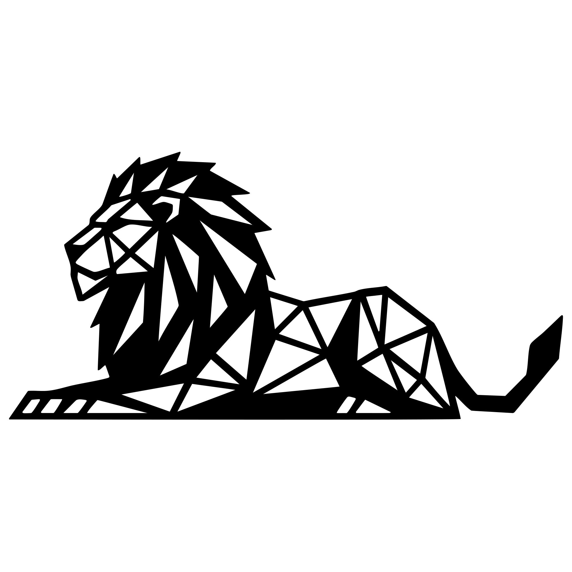 Geometric Lion DXF File – CNC Cutting Design | AWLION1225