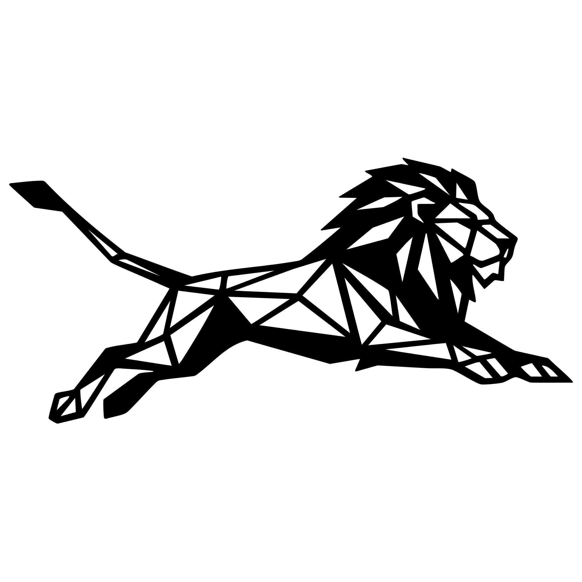 Geometric Lion DXF File – CNC Cutting Design | AWLION1226