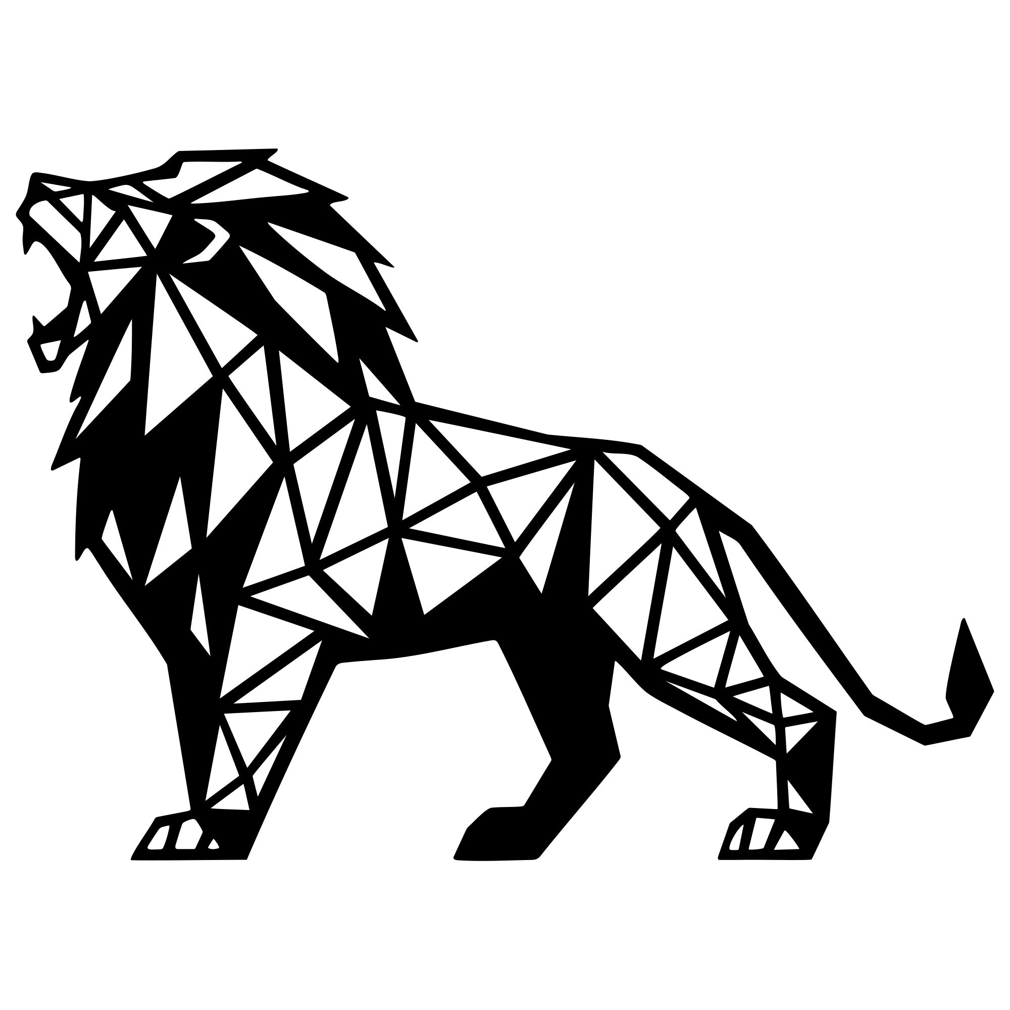 Geometric Lion DXF File – CNC Cutting Design | AWLION1227