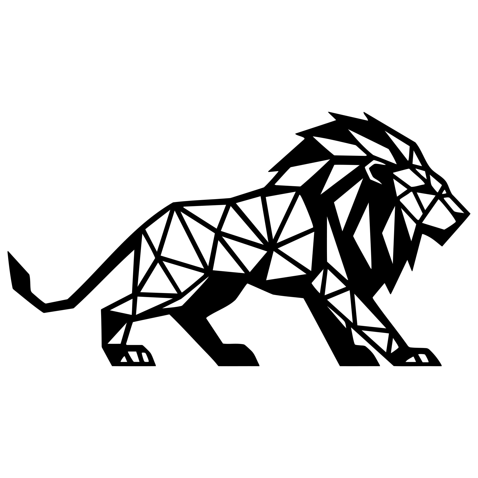 Geometric Lion DXF File – CNC Cutting Design | AWLION1228