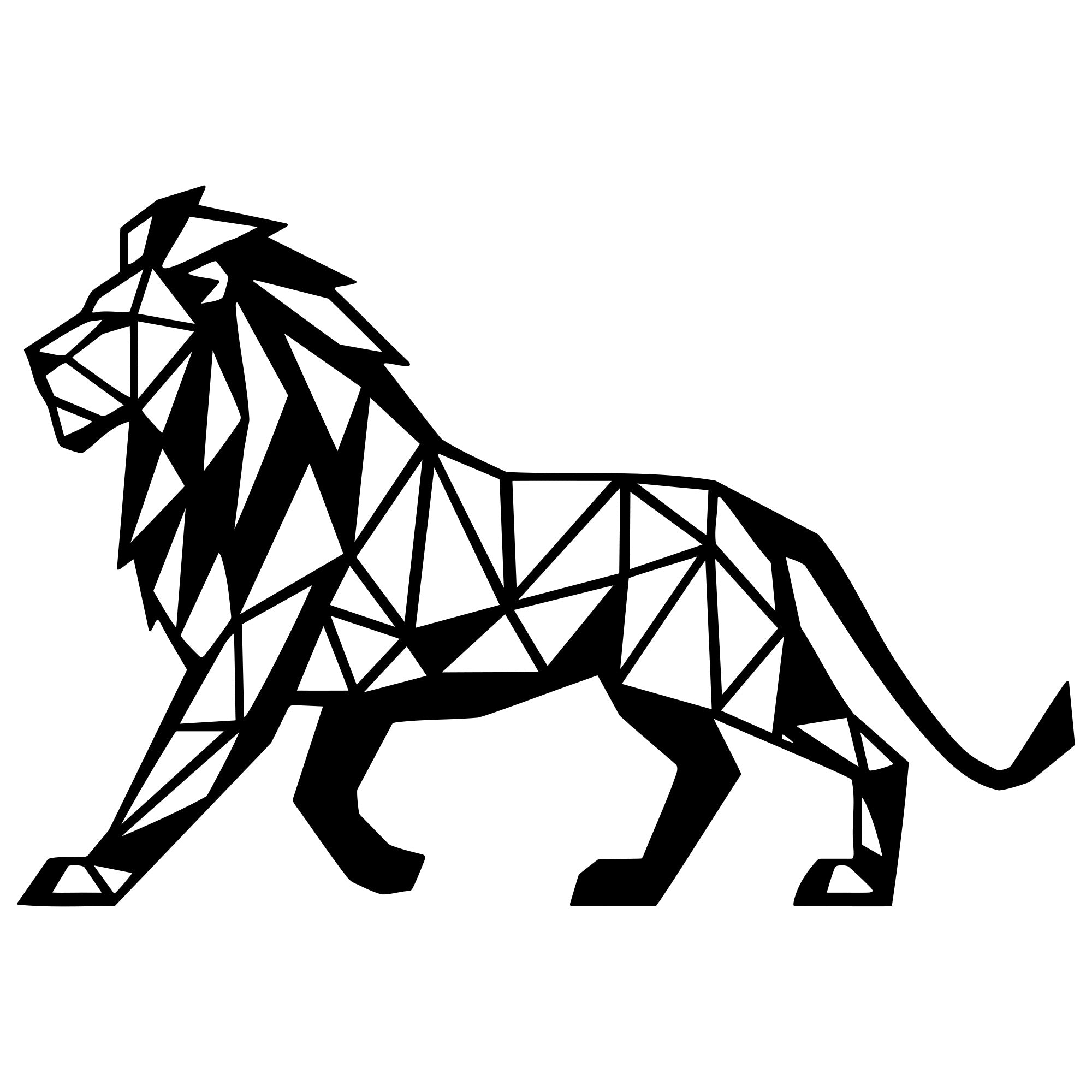 Geometric Lion DXF File – CNC Cutting Design | AWLION1230