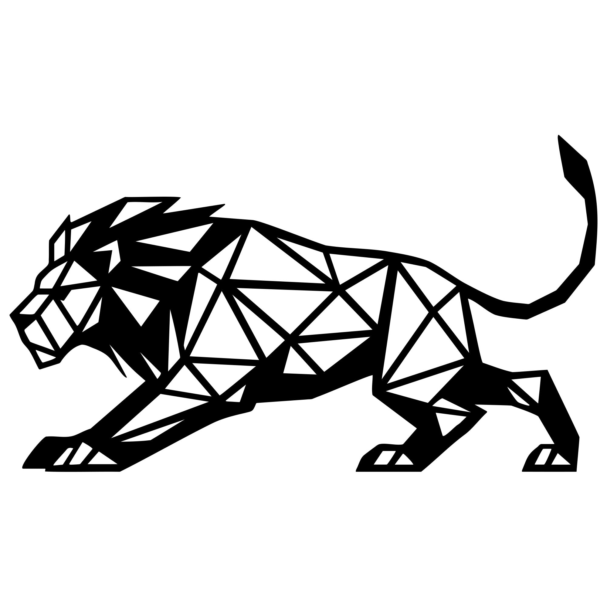 Geometric Lion DXF File – CNC Cutting Design | AWLION1232