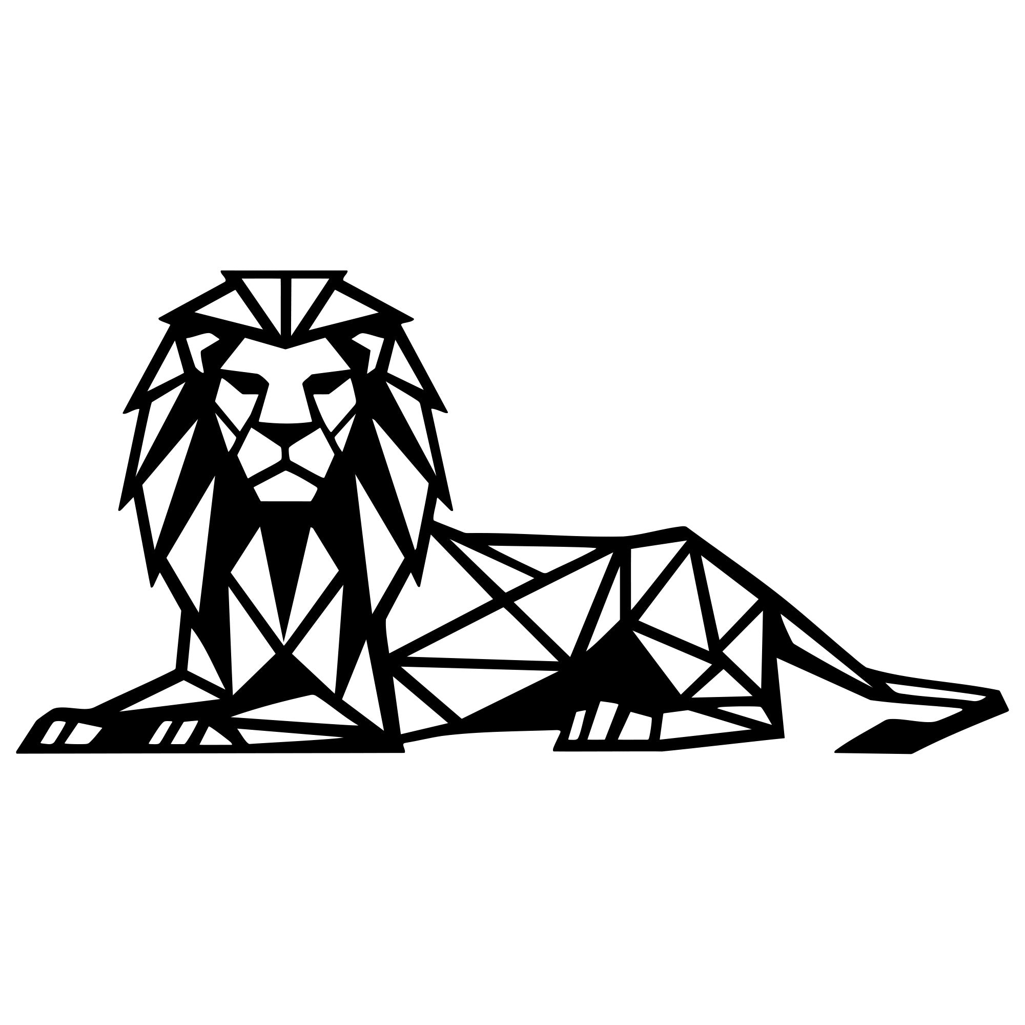 Geometric Lion DXF File – CNC Cutting Design | AWLION1235