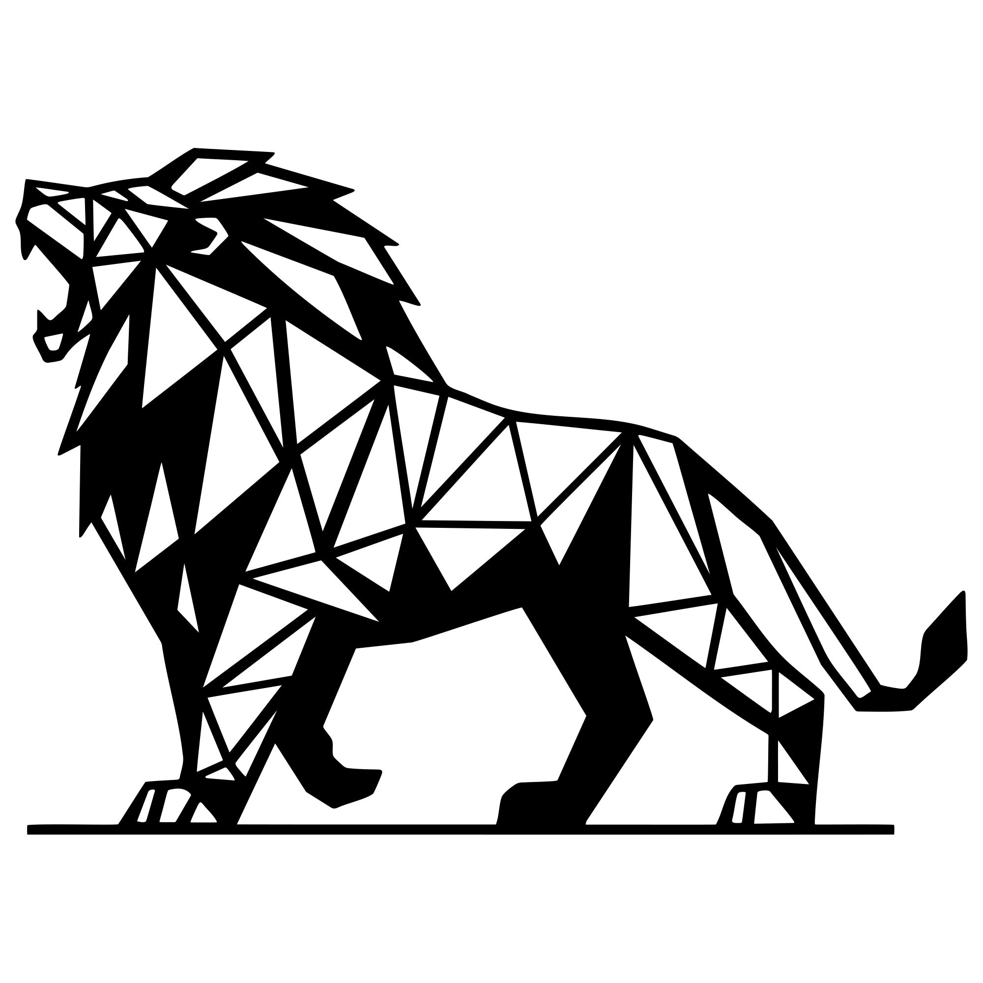 Geometric Lion DXF File – CNC Cutting Design | AWLION1236