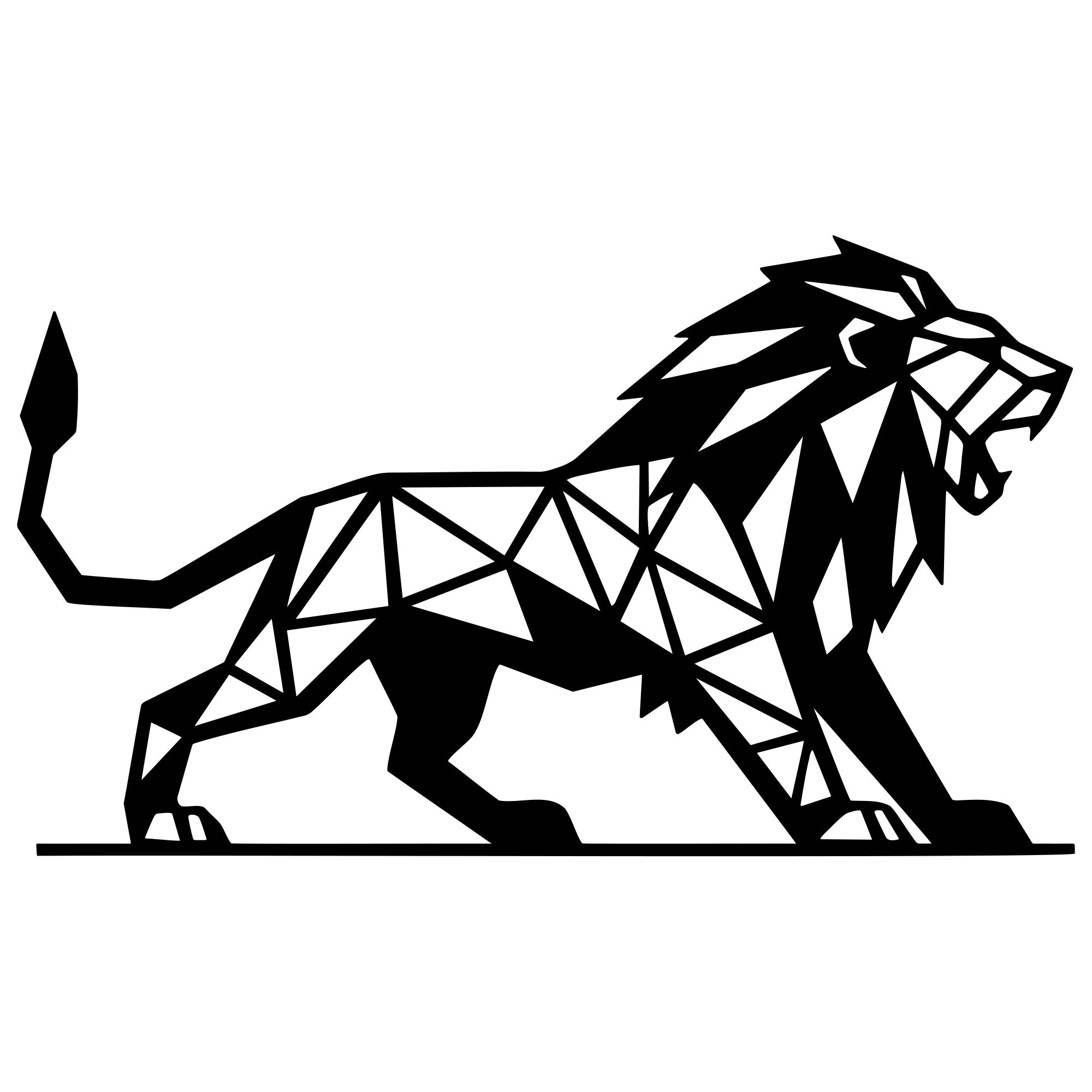 Geometric Lion DXF File – CNC Cutting Design | AWLION1237