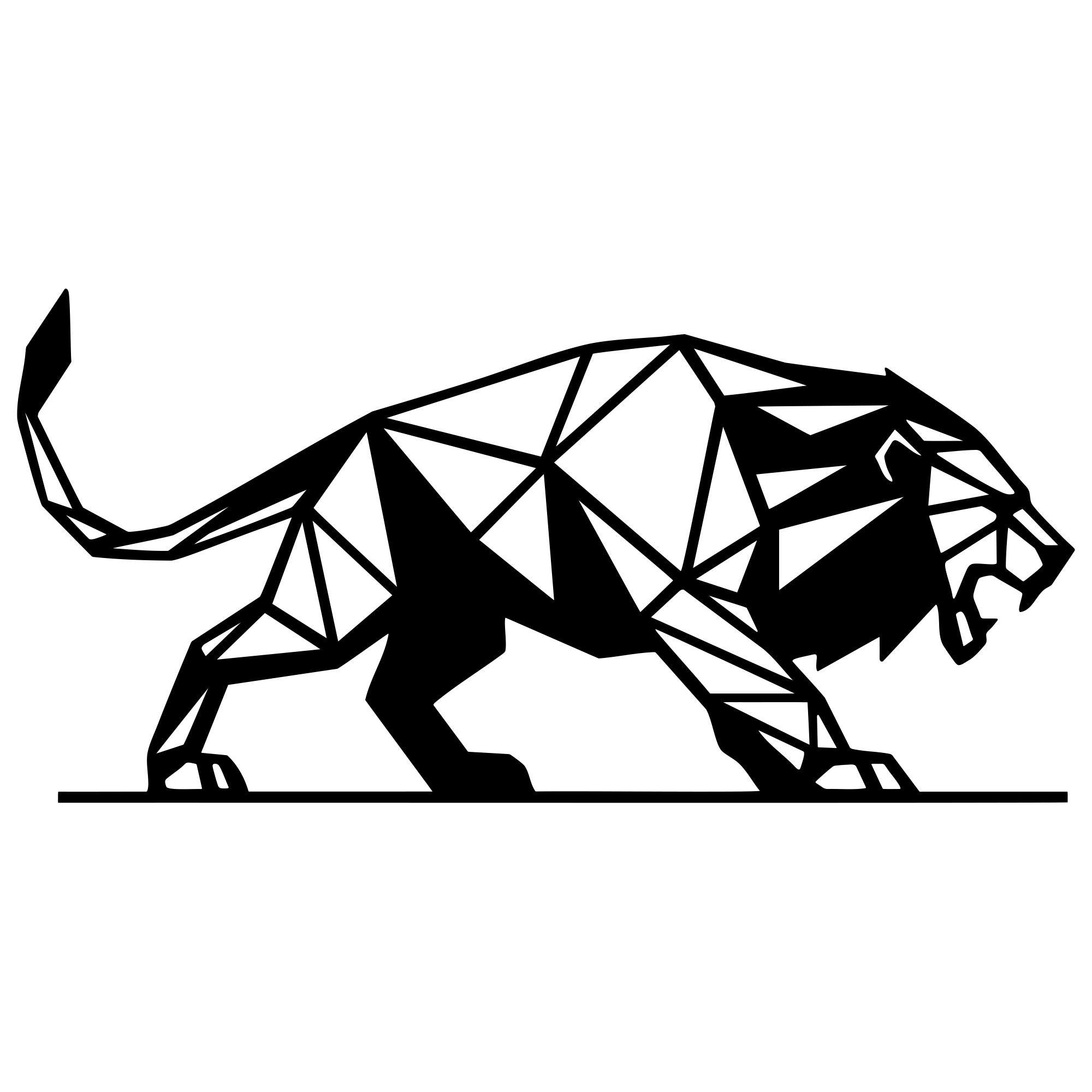 Geometric Lion DXF File – CNC Cutting Design | AWLION1238
