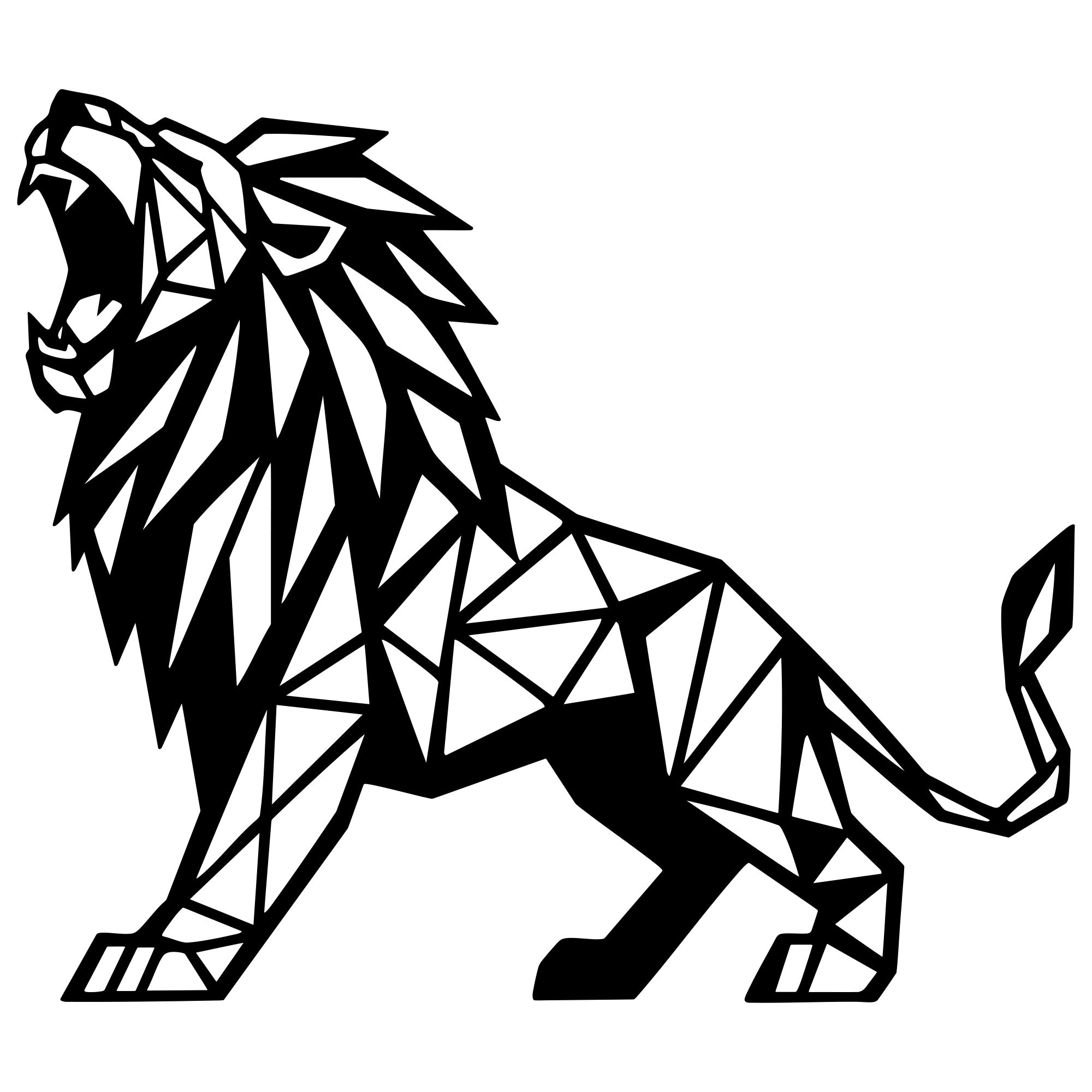 Geometric Lion DXF File – CNC Cutting Design | AWLION1244